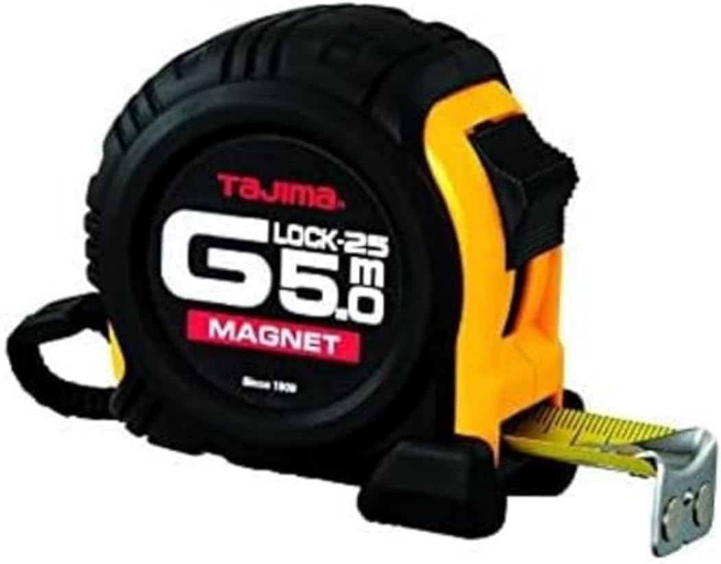Tajima GM550MT Magnet-G Measuring Tape, Black/Yellow, 5 M X 25 Mm