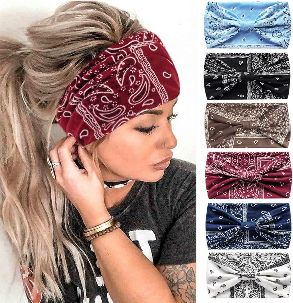 Fashion Headbands for Women Hair Headscarves Hair Band Turban Flower Cotton Headbands Wide Yoga Sports Headband Head Wrap (P6Wbutterleo)