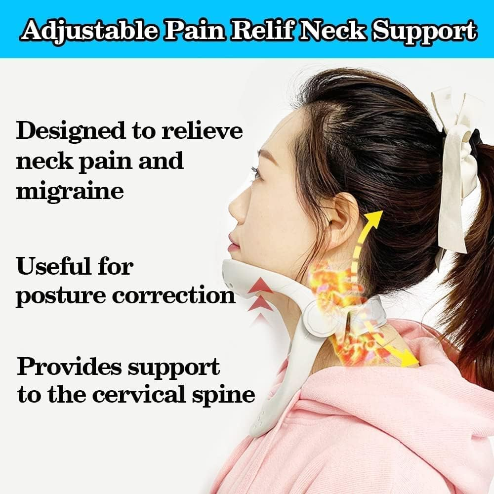 Ergonomic Posture Corrector Neck Brace for Neck Pain Relief, Neck Brace, New Upgraded 360&deg; Adjustable Neck Stretcher, Spinal Decompression and Back Pain (Silver Gray, One Size) image number 1