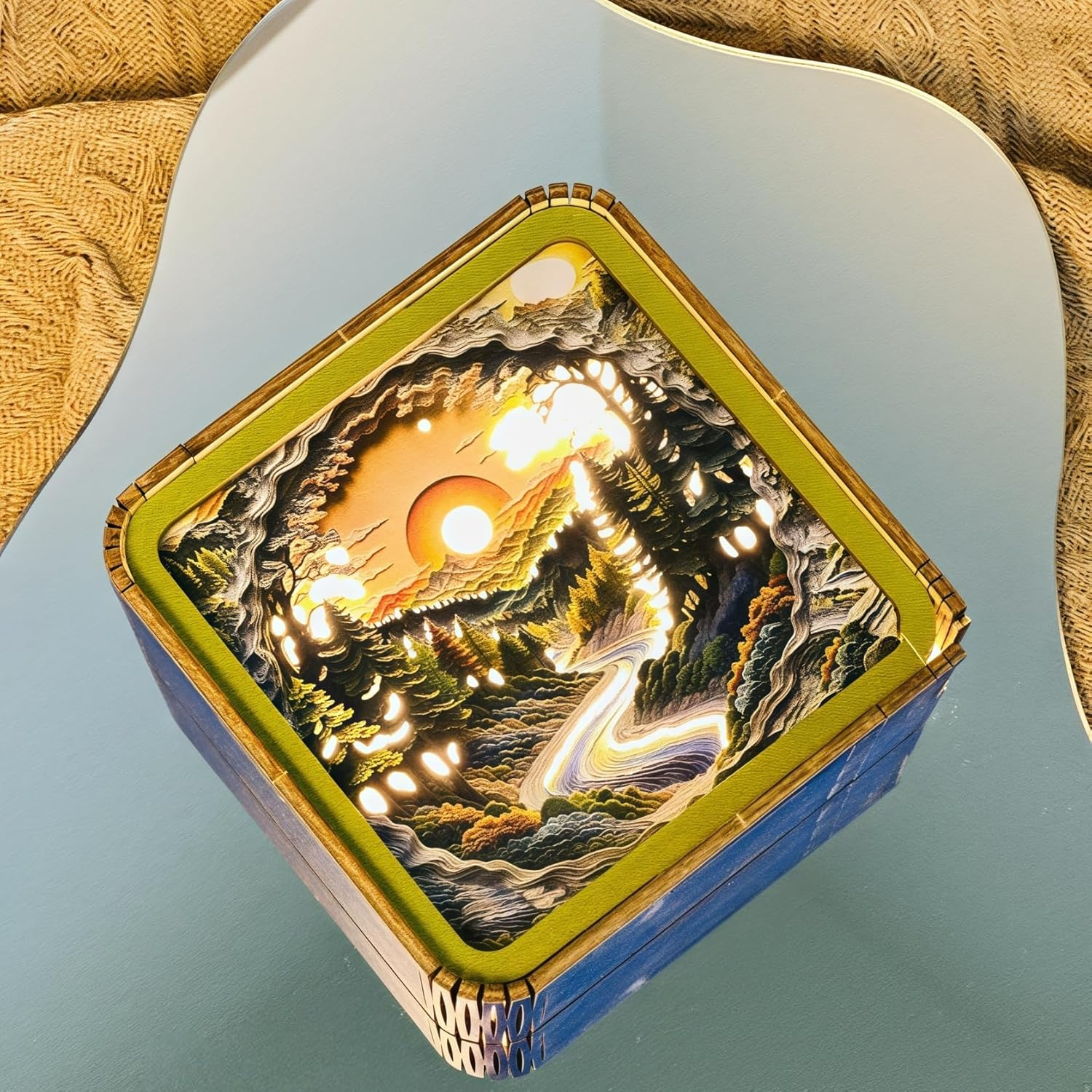 3D Wooden Puzzles Night Light, DIY Wooden Puzzles for Adults, Wood 3D Jigsaw Puzzle, Eye Care Night Light with Touchable Switch, Personalized Gifts for Family Friend DIY Puzzle Lover image number 1