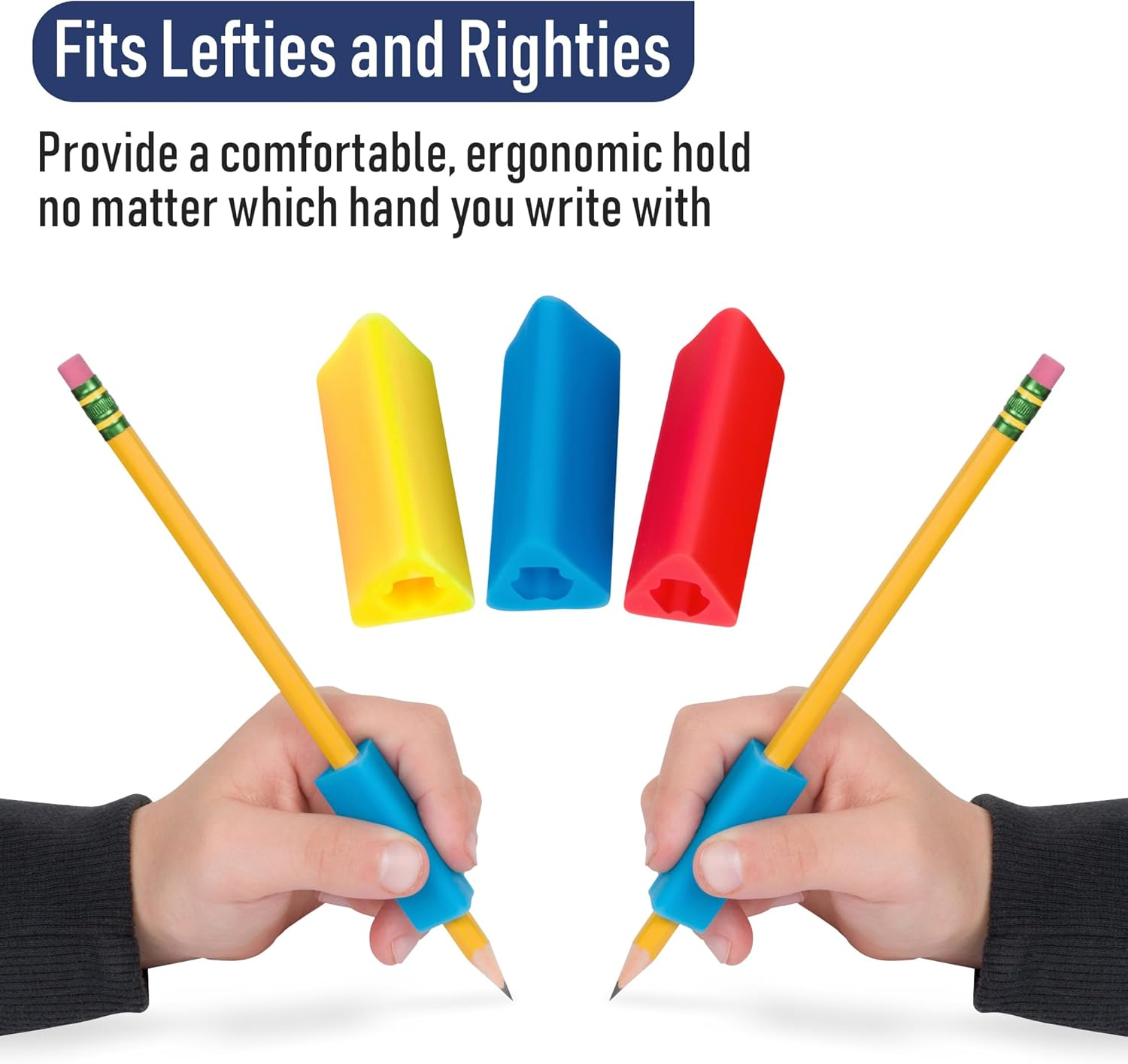 Pencil Grip the Classics Triangle Grip Ergonomic Writing Aid, for Right or Left Handed Users, Assorted Colors, Pack of 200 (TPG-162)