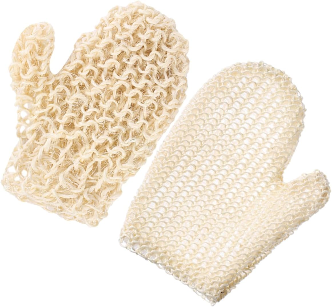 EXAOMBLE 2Pcs Exfoliating Bath Mitts Whole Sisal Scrubbing Gloves for Deep Skin Cleansing Gentle Exfoliation for Men and Women in Hotels Homes Dorms image number 2