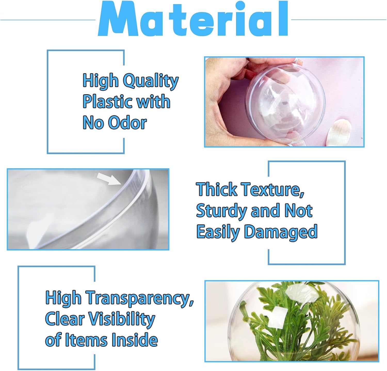 25 PCS Clear Plastic Fillable Ornaments,Transparent DIY Craft Ball,Clear DIY Christmas Ornament 5 Different Sizes for Wedding,Party,Home Decor image number 5