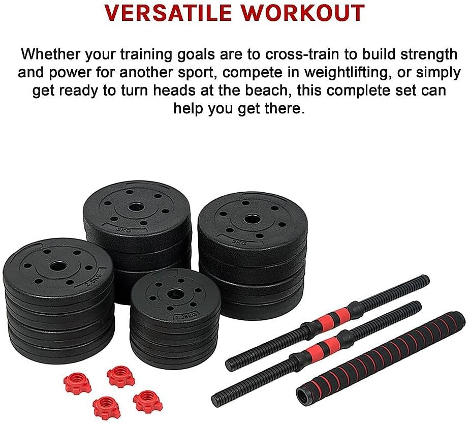 40Kg Adjustable Rubber Dumbbell Set Barbell Home GYM Exercise Weights image number 1