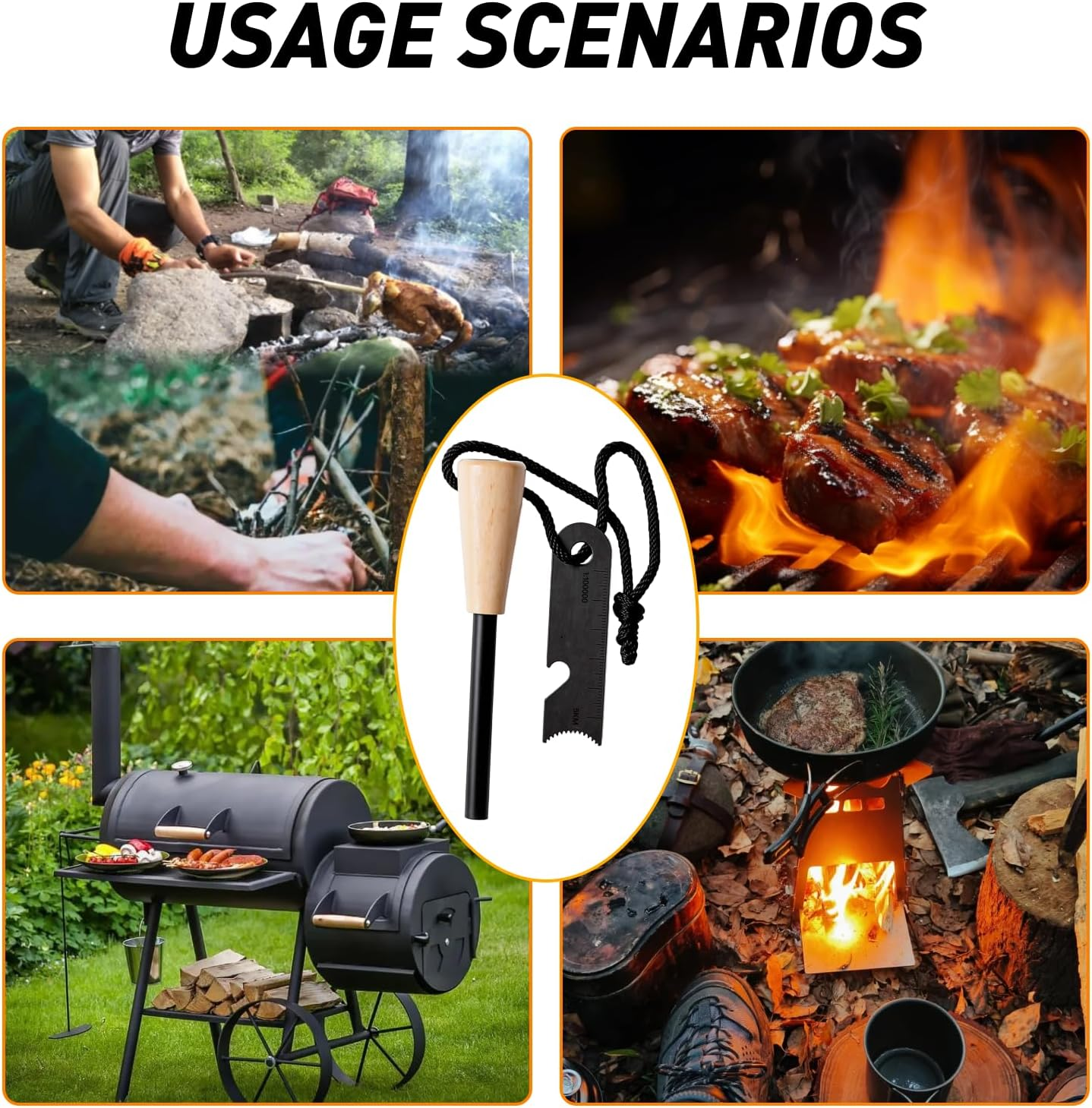 2 Pack Fire Starter Survival Tool, Flint and Steel with Ferro Rods Fire Starters for Campfires, Outdoor Activities, Emergency Fire Making, Compact Multi Tool with Bottle Opener, Durable Magnesium Kit image number 3