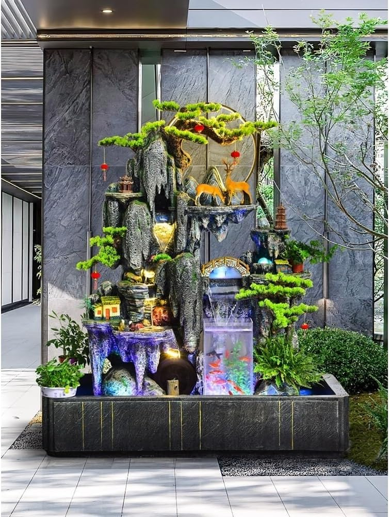 Outdoor Fountain Creative Rockery Fountain Flowing Entrance Courtyard Balcony Hotel Living Room Landscape Decoration with Fish Tank image number 1