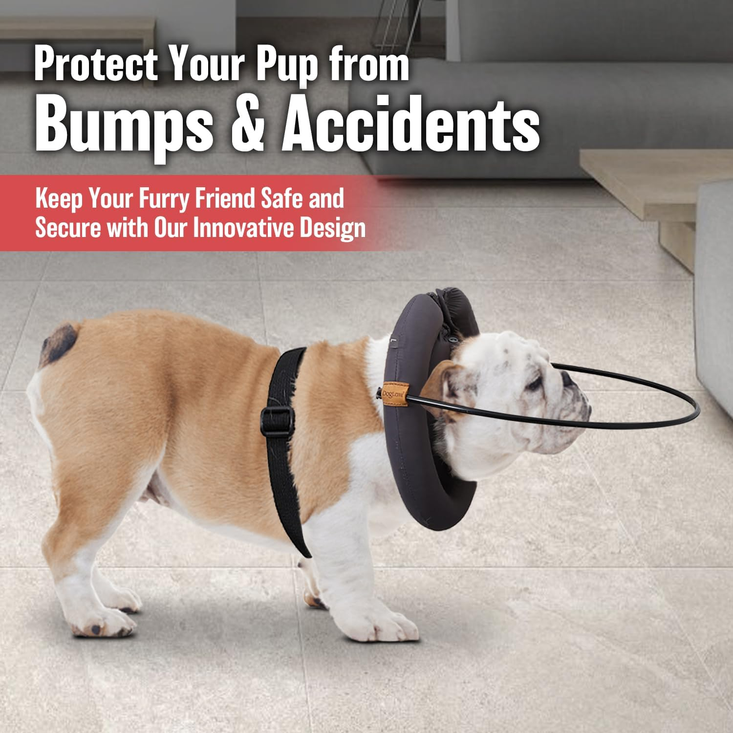 Blind Dog Halo Anti-Collision Harness &ndash; Face Guard for Blind Dogs, Adjustable & Waterproof with Detachable Fiberglass Rod &ndash; Ensures Safety, Prevents Bumps, Ideal for All Breeds & Sizes (Extra Small) image number 1