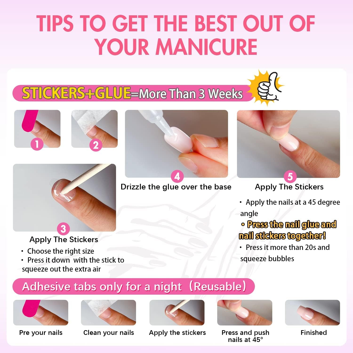 KXAMELIE Colour Medium Long Stiletto Almond Press on Nail 6 Packs Medium Press on Nails Square Shape Spring Fake Nails