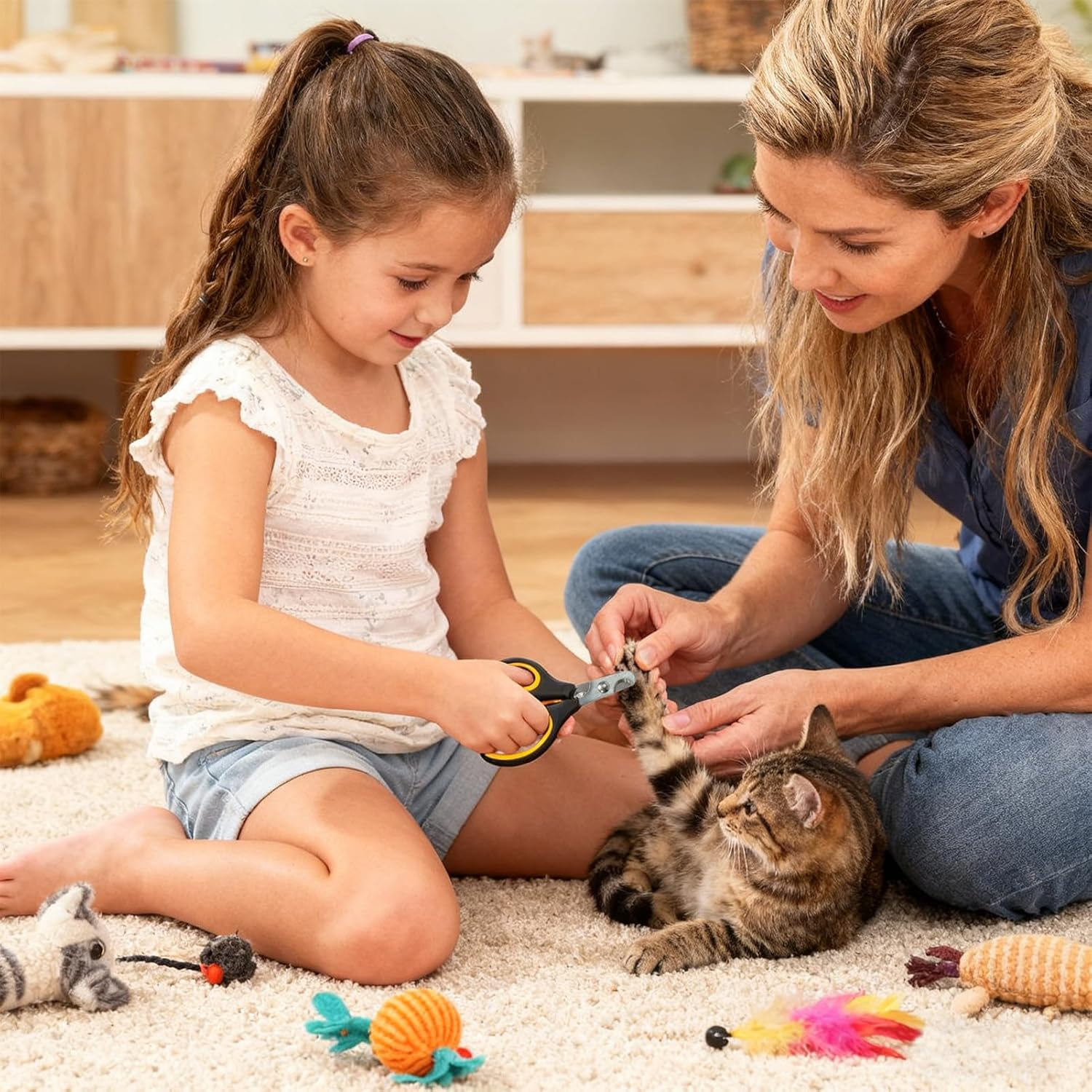 Cat Nail Clippers with Nail File, Stainless Steel Dog Claw Trimmer for Cats Dogs Rabbits Birds Small Animals, Pet Nail Clippers with Non-Slip Handle for Grooming Home Salon Vet Travel Essentials