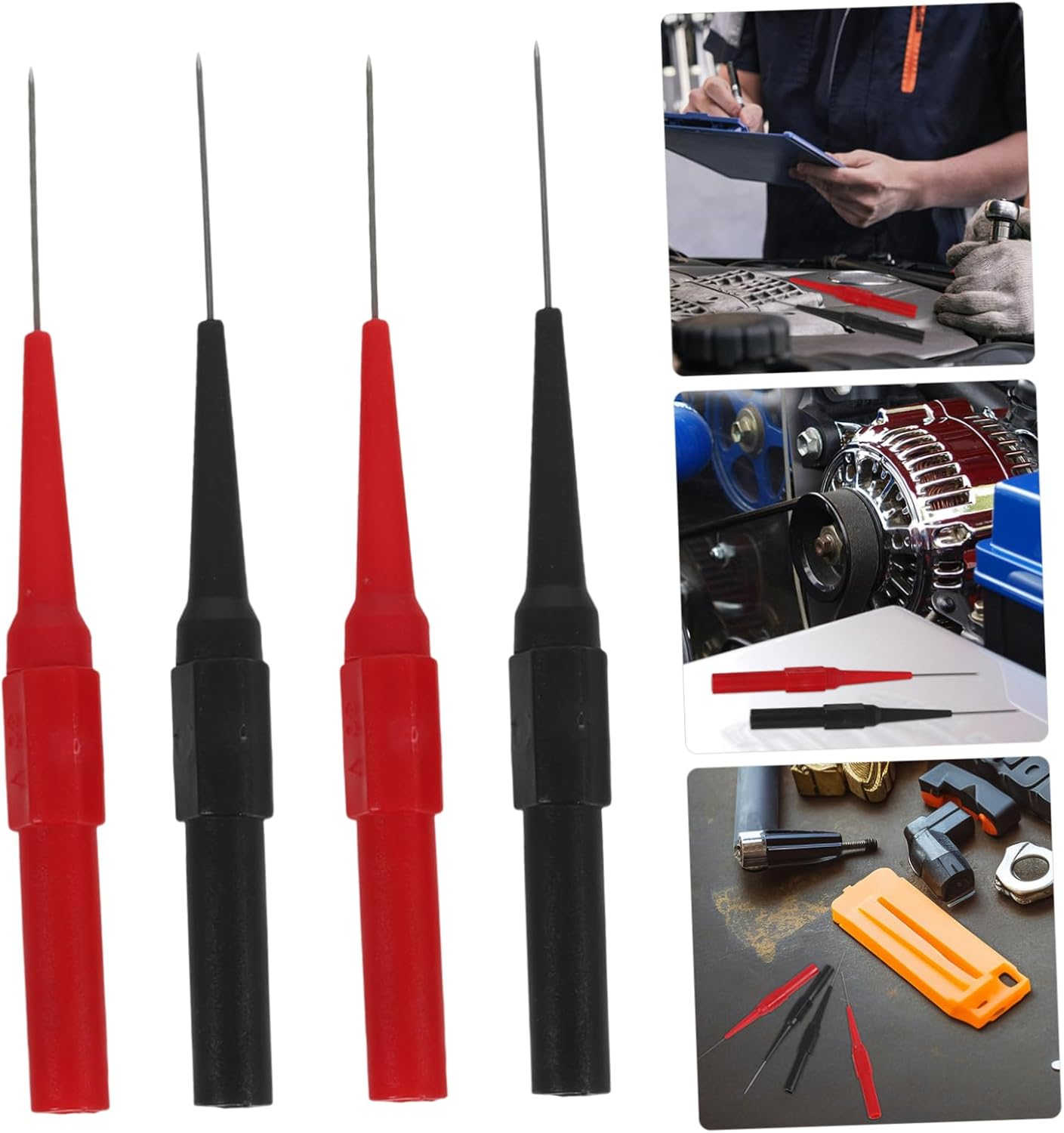 Hohopeti 4Mm Automotive Circuit Test Probes 4Pcs Set Multimeter Leads Back Probe Kit Piecing Needle Pins for Car Electrical Board Testing image number 6