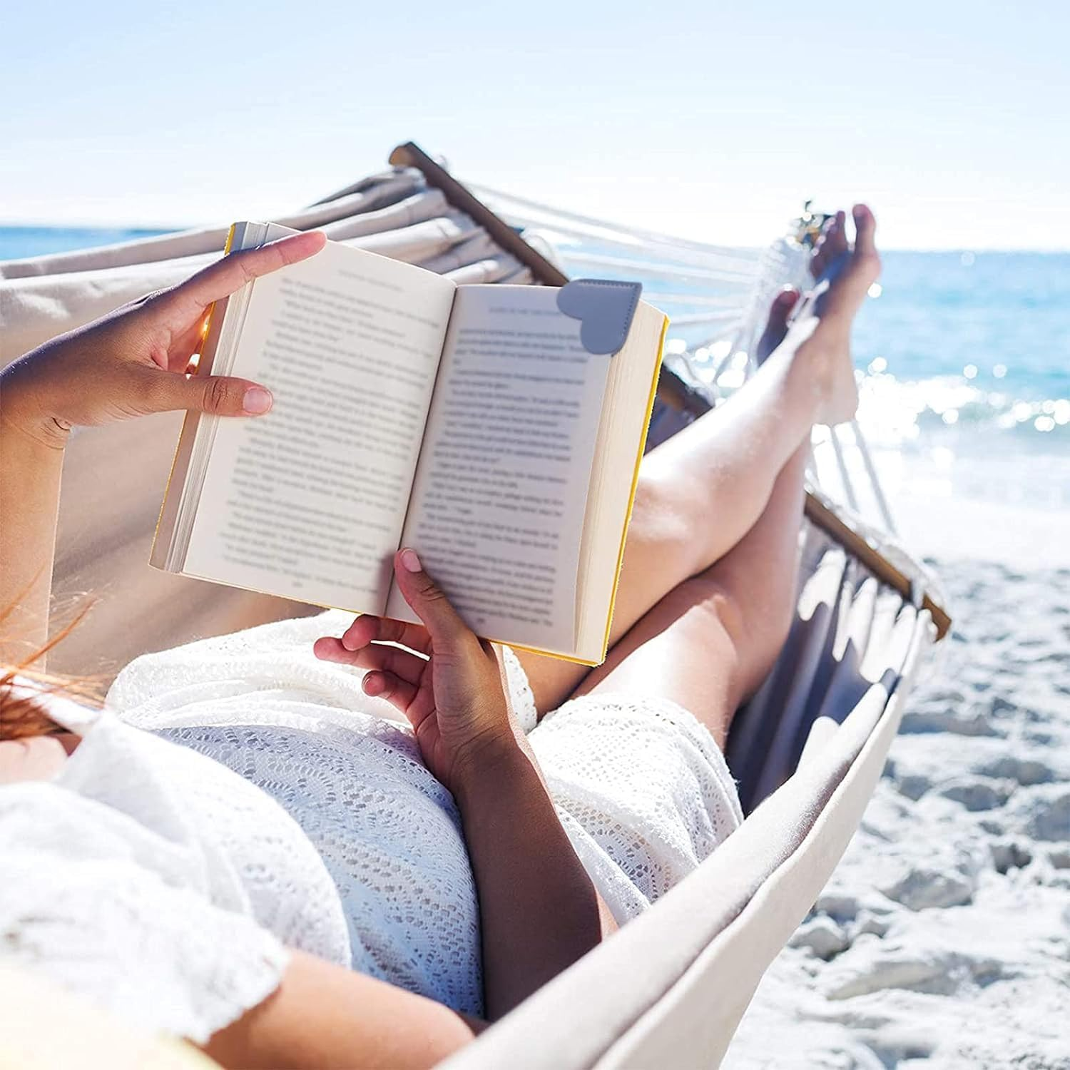 6 Leather Heart Bookmarks - Cute Page Corner Reading Accessories - Handmade Gifts for Book Lovers (Bright Colors) image number 1