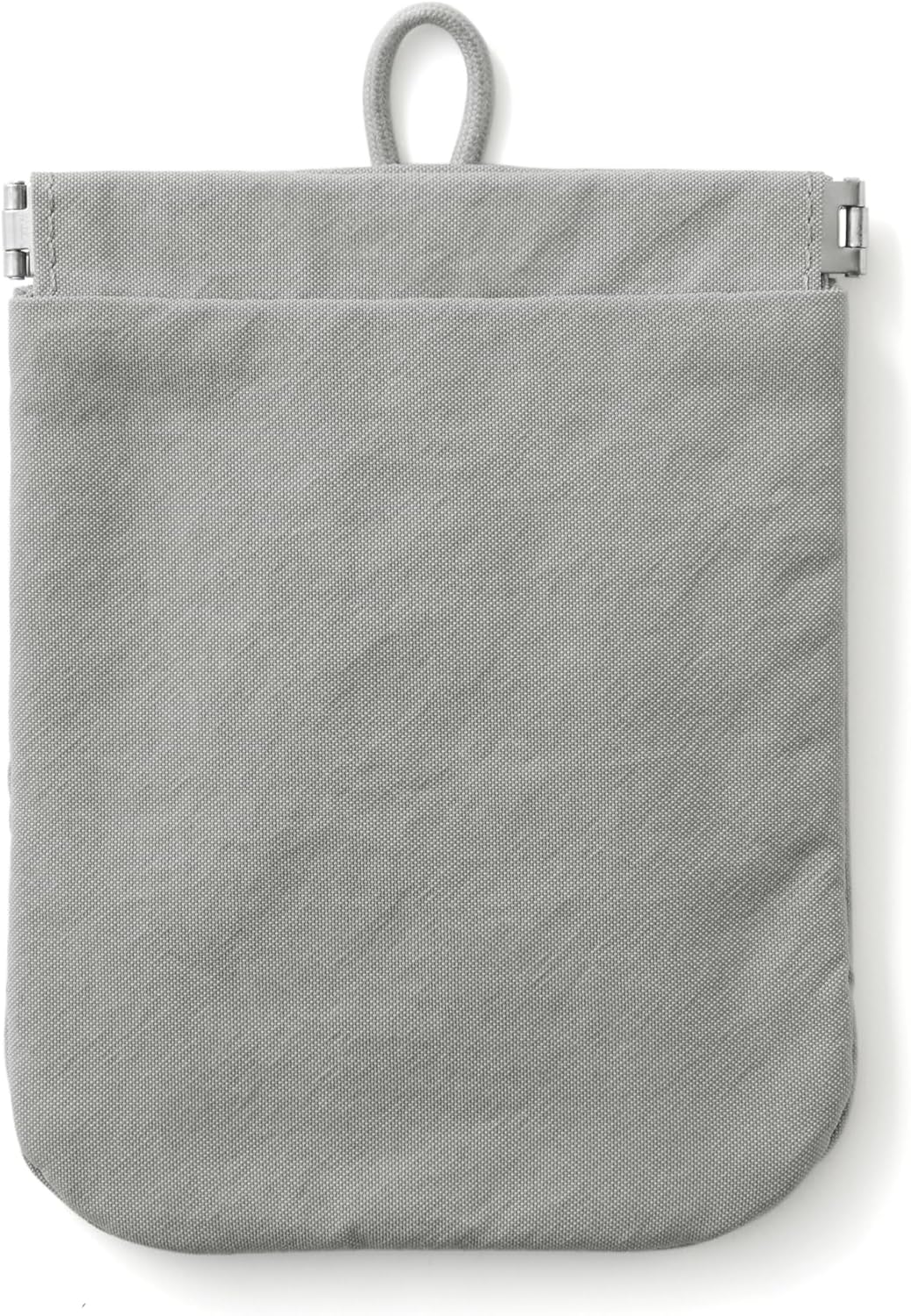 MUJI 84475719 Wrinkle Nylon Flat Pouch with One Hand, Gray, S, Approx. 4.9 X 4.1 Inches (12.5 X 10.3 Cm)