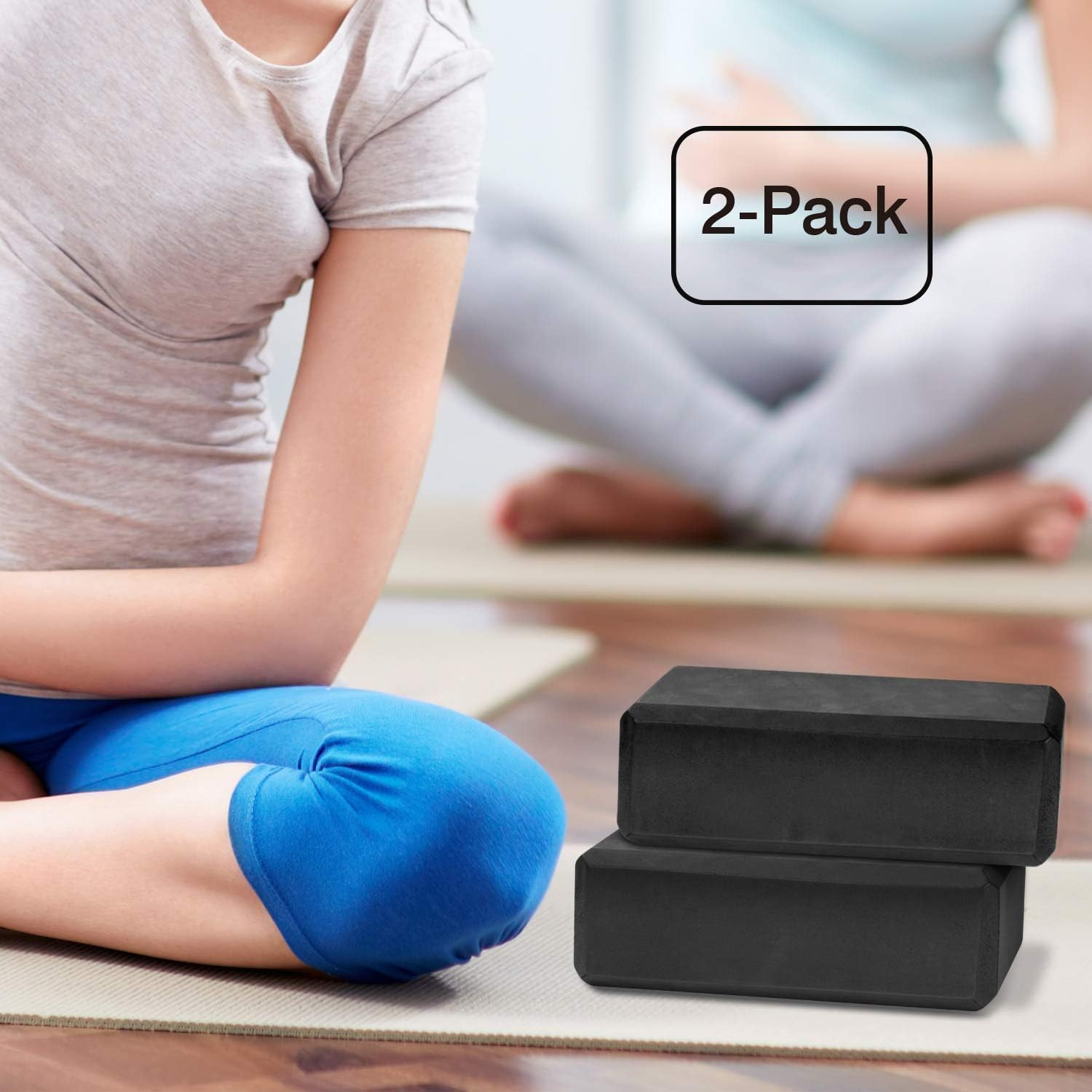 Thin Yoga Blocks 2 Pack, 9" X 6" X 3" High Density EVA Foam Yoga Block Exercise Bricks, Eco Friendly & Lightweight, Increase Flexibility & Balance, Great for Stretching & Holding Poses image number 5