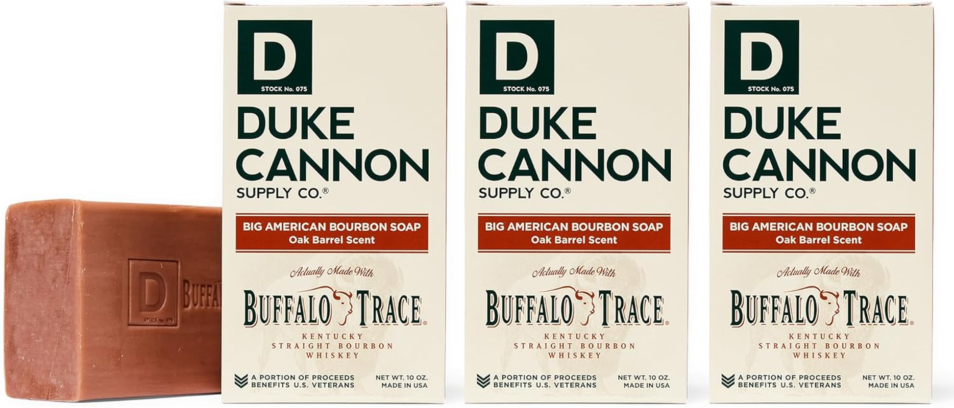 Duke Cannon Supply Co. Big Brick of Soap Bar for Men Big American Bourbon (Charred Oak Barrel Scent) - Extra Large, All Skin Types, 10 Oz (3 Pack) image number 1