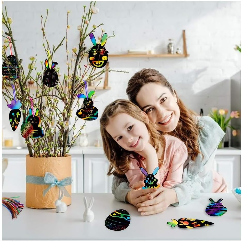 48Pcs Art Scratch Bookmarks,Colorful Ribbons, Scratch Bookmarks,Diy Party, Game Activity (48P)