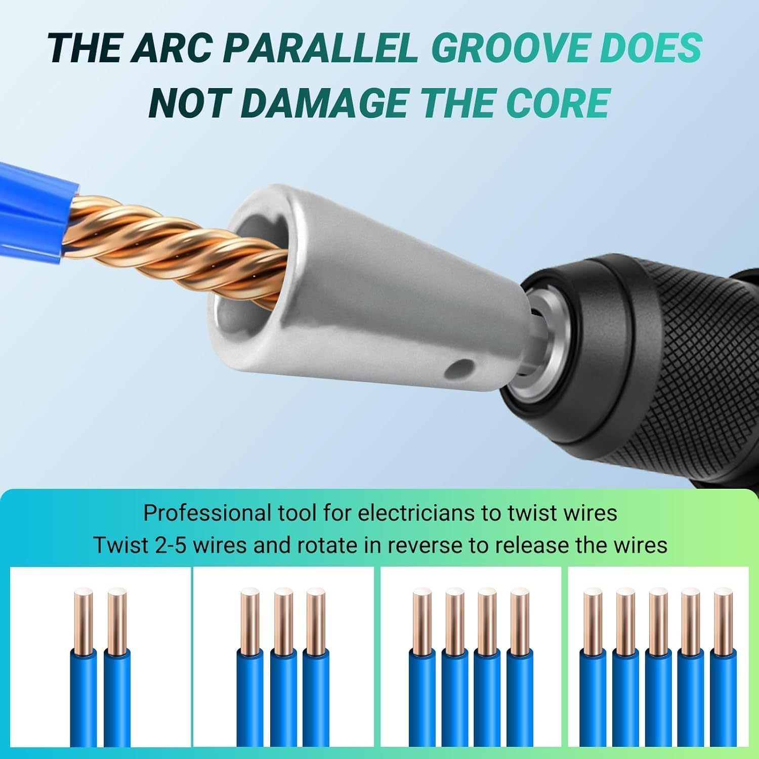 2 Pcs Wire Stripper and Twister for AWG,14-12-10 Gauge Electric Wire Stripper Wire Twister Tool for Drill Set 4In1 Professional Electrician Wire Twister Stripping and Twisting Tool(4Pcsawg) image number 3