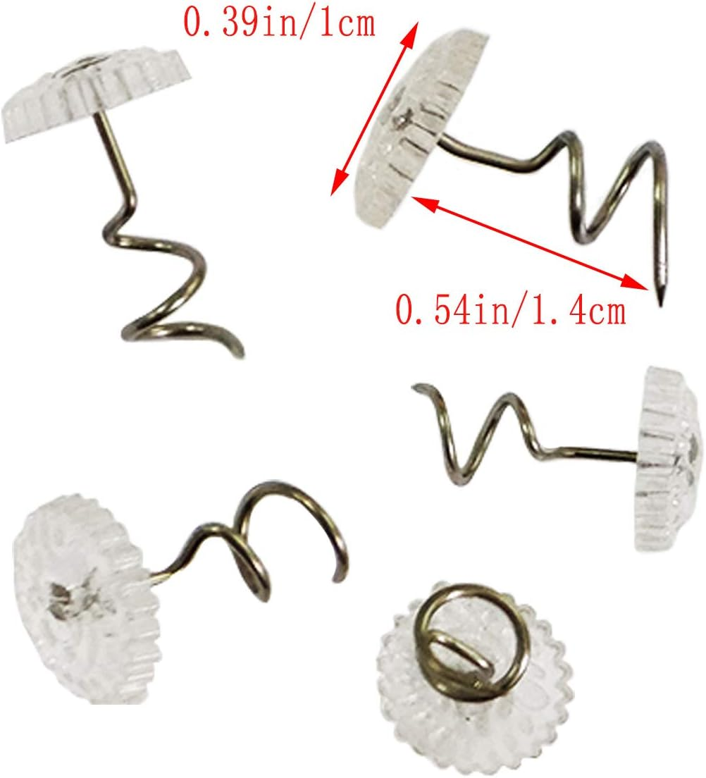 Twist Pins with Clear Heads, Ideas Bedskirt Pins for Holds Bedskirts, Drapes, Slipcovers and Other Fabric and Materials Securely in Place(Pack of 50)