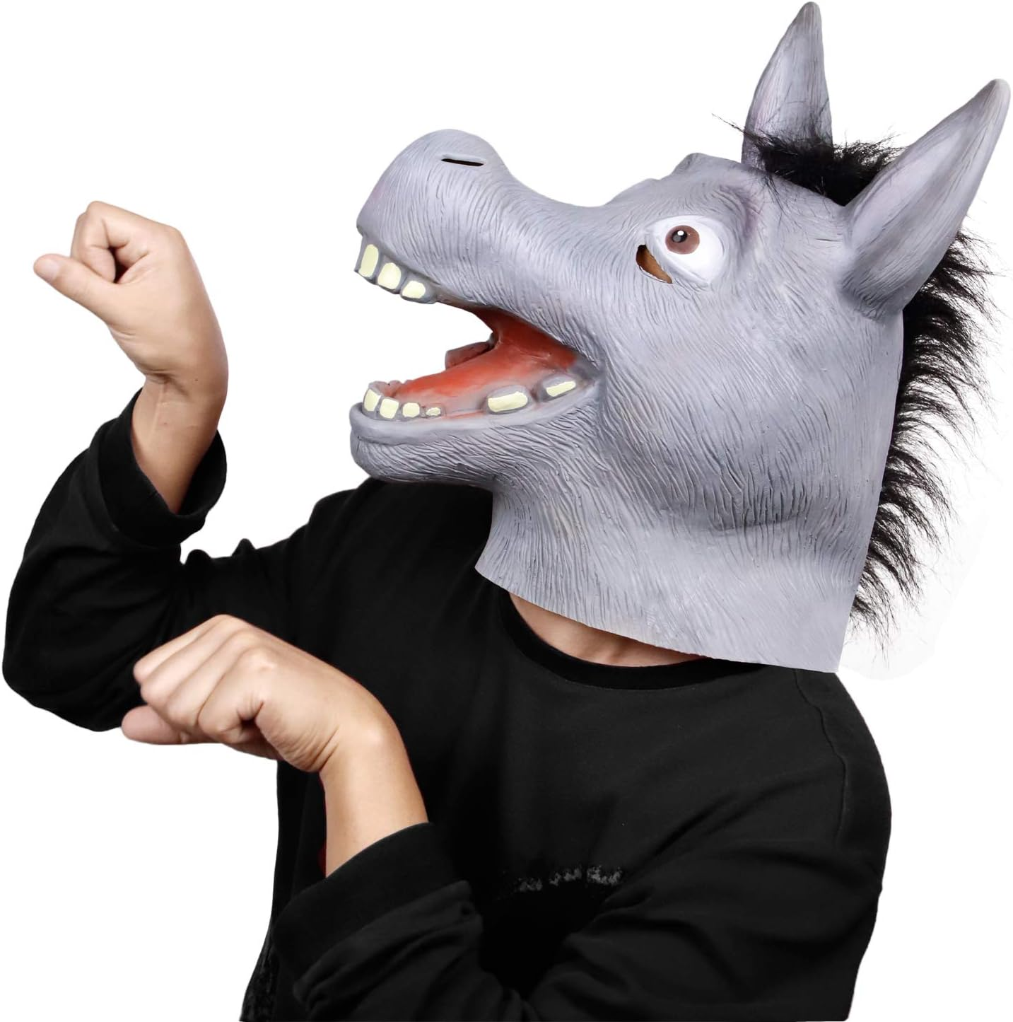 Molezu Shrek Donkey Mask,Halloween Novelty Deluxe Costume Party Cosplay Latex Animal Head Adult image number 1