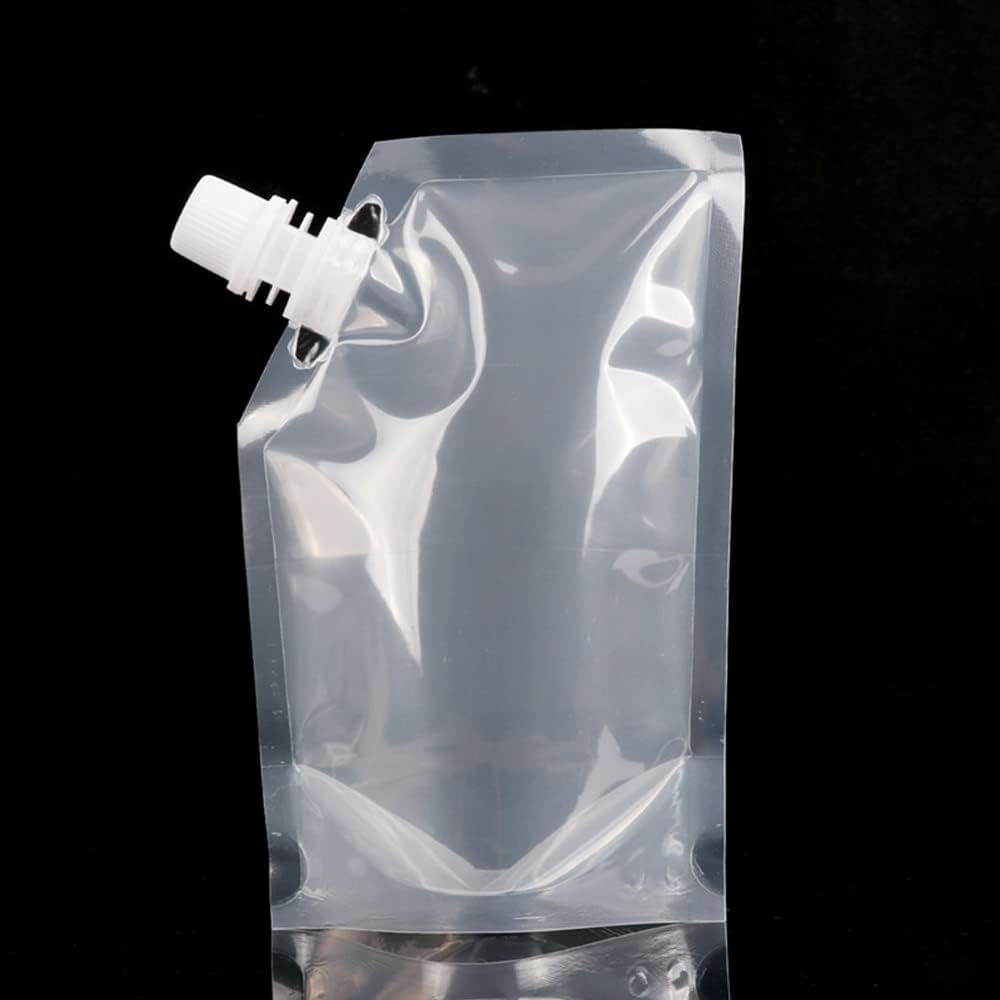 10Pcs 500ML Clear Plastic Spout Flask Bladder Bags Pouch Leak Proof Cap Party image number 2