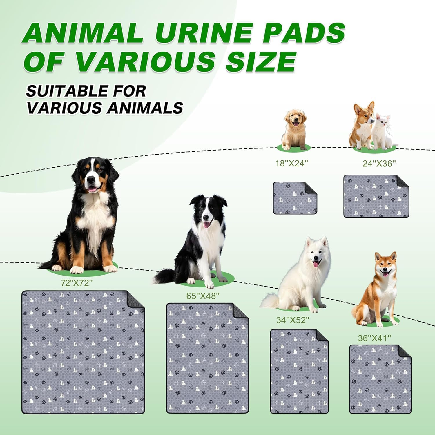 Washable Pee Pads for Dogs, 4 Pack Absorbent Reusable Training Dog Pads Pet Puppy Pads, Non-Slip Potty Pads for Whelping, Playpen, Crate, Bed, Grey 18"X24" image number 2