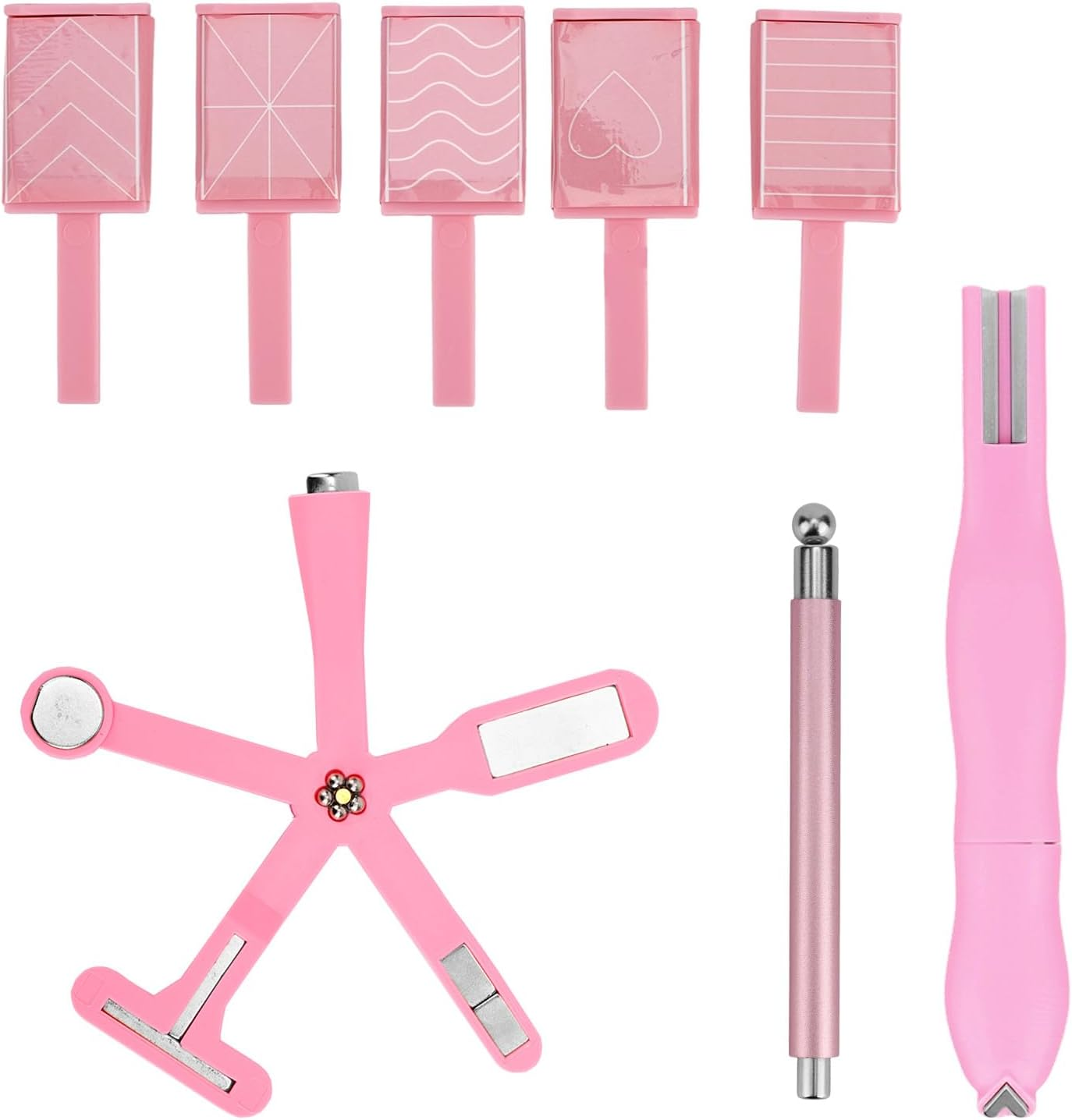 8 Pcs Cat Eye Magnet Set, 3-In-1 & 6-In-1 Magnet Double-Headed Magnetic Pen with Steel Ball Multifunctional Manicure Design Cat Eye Magnetic Tool for Home DIY Salon Studio (Green)