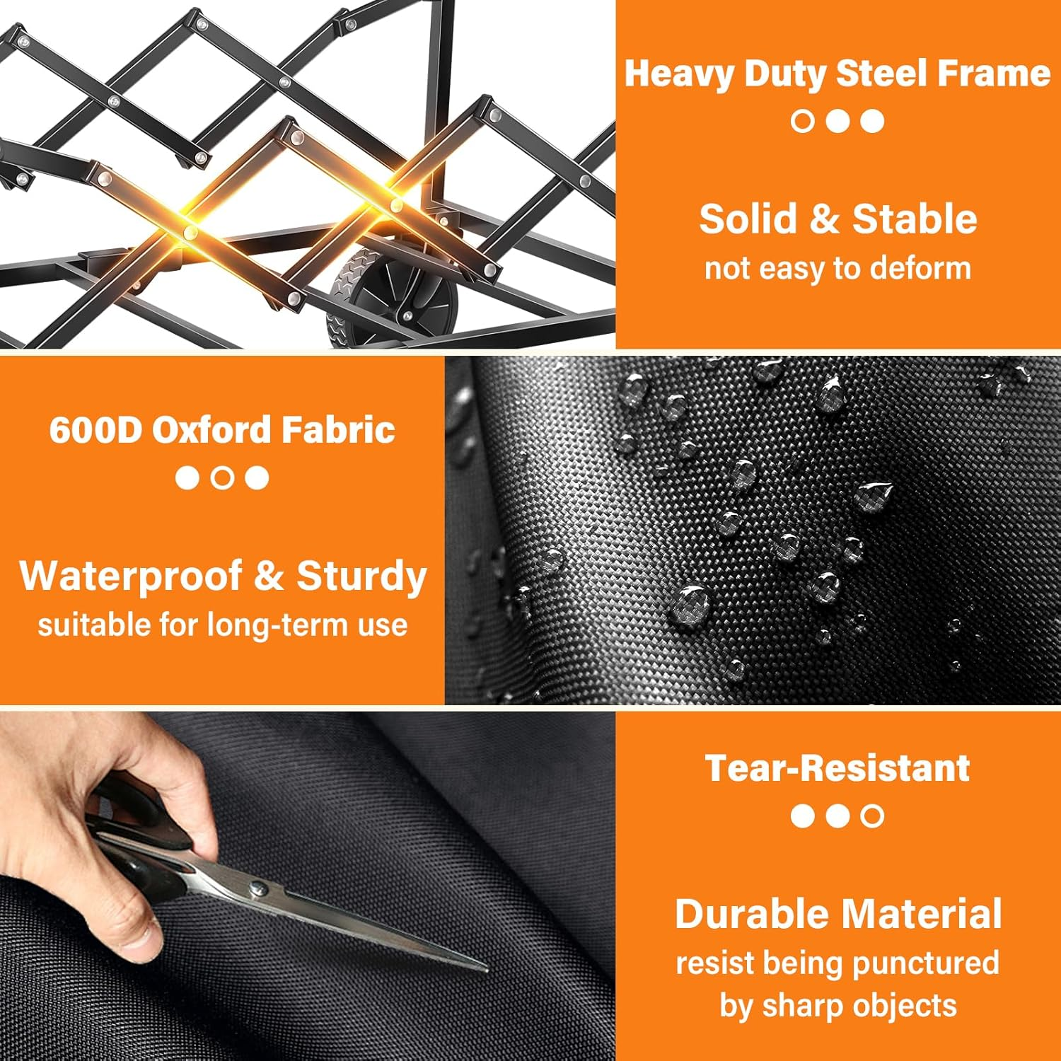 Folding Wagon Cart with Wheels, Lightweight Portable Wagons Carts Foldable 360 Lbs, Collapsible Wagon with Flexible Handle for Grocery Beach Sports Garden Shopping Camping image number 3