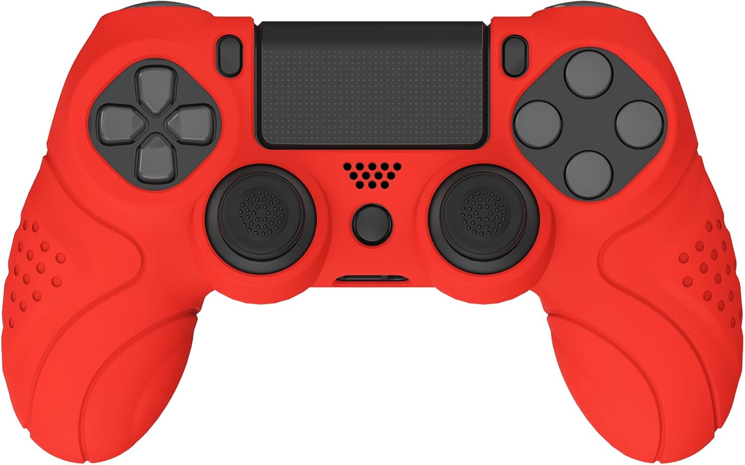 Playvital Guardian Edition Passion Red Ergonomic Soft Anti-Slip Controller Silicone Case Cover for Ps4, Rubber Protector with Black Joystick Caps for Ps4 Slim/For Ps4 Pro Controller image number 2