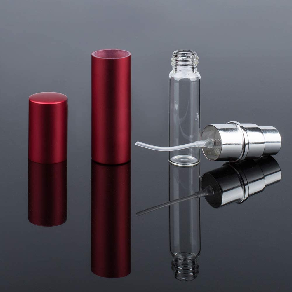 Sonku 6 Pcs 5Ml Portable Mini Refillable Perfume Spray Bottle, Empty Atomizer Scent Pump Case with 6 Pcs Perfume Refill Pump for Travel Purse and Outdoor Activities-Black,Gold,Silver,Red,Blue,Pink image number 4