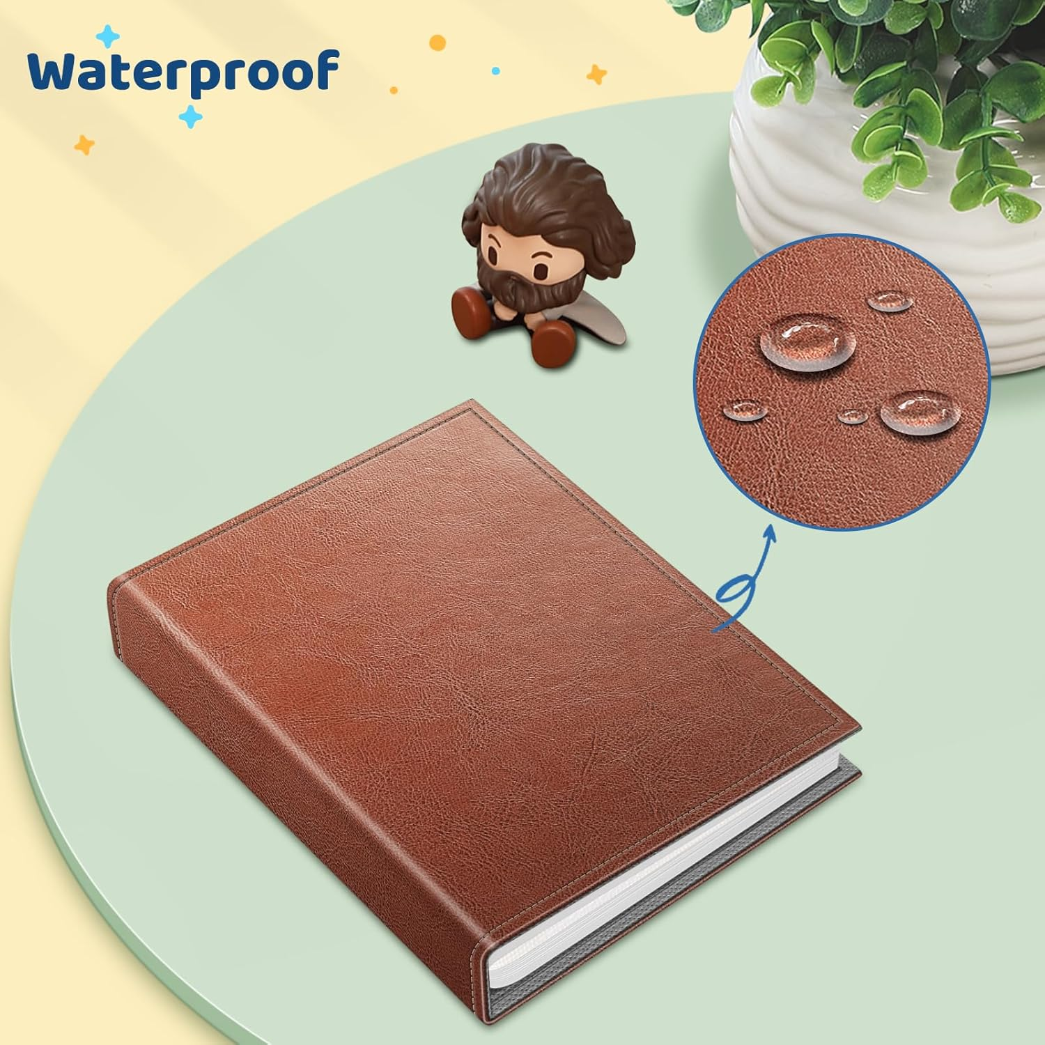 Fintie Photo Album 4X6 Photos - 52 Photos Small Mini Capacity Premium Vegan Leather Cover Photo Album, Portable Wallet Photo Album for Family Wedding Boys Girls, Vintage Brown - Bloom image number 3