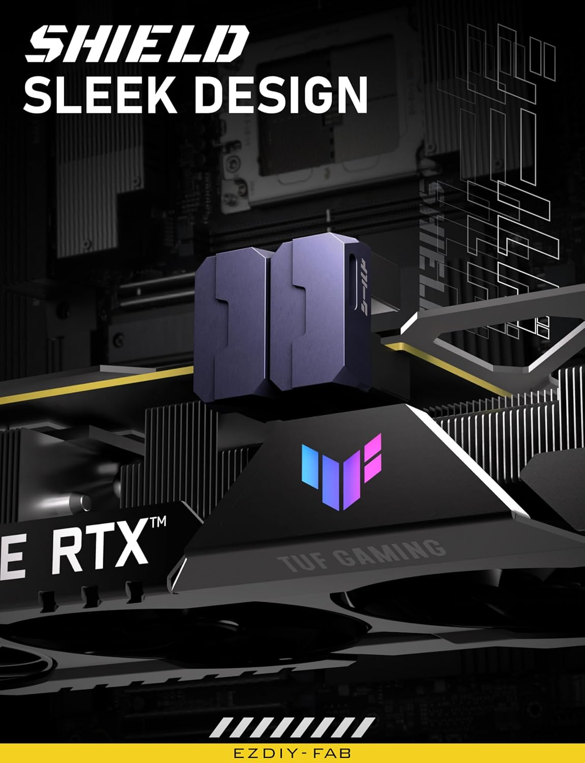 EZDIY-FAB Shield Series 8-Pin Pcie GPU Power Adapter,180-Degree U-Turn Angled Connector, Aluminum Design for Graphics Cards &ndash; Standard Type,Purple-2 Pack image number 6