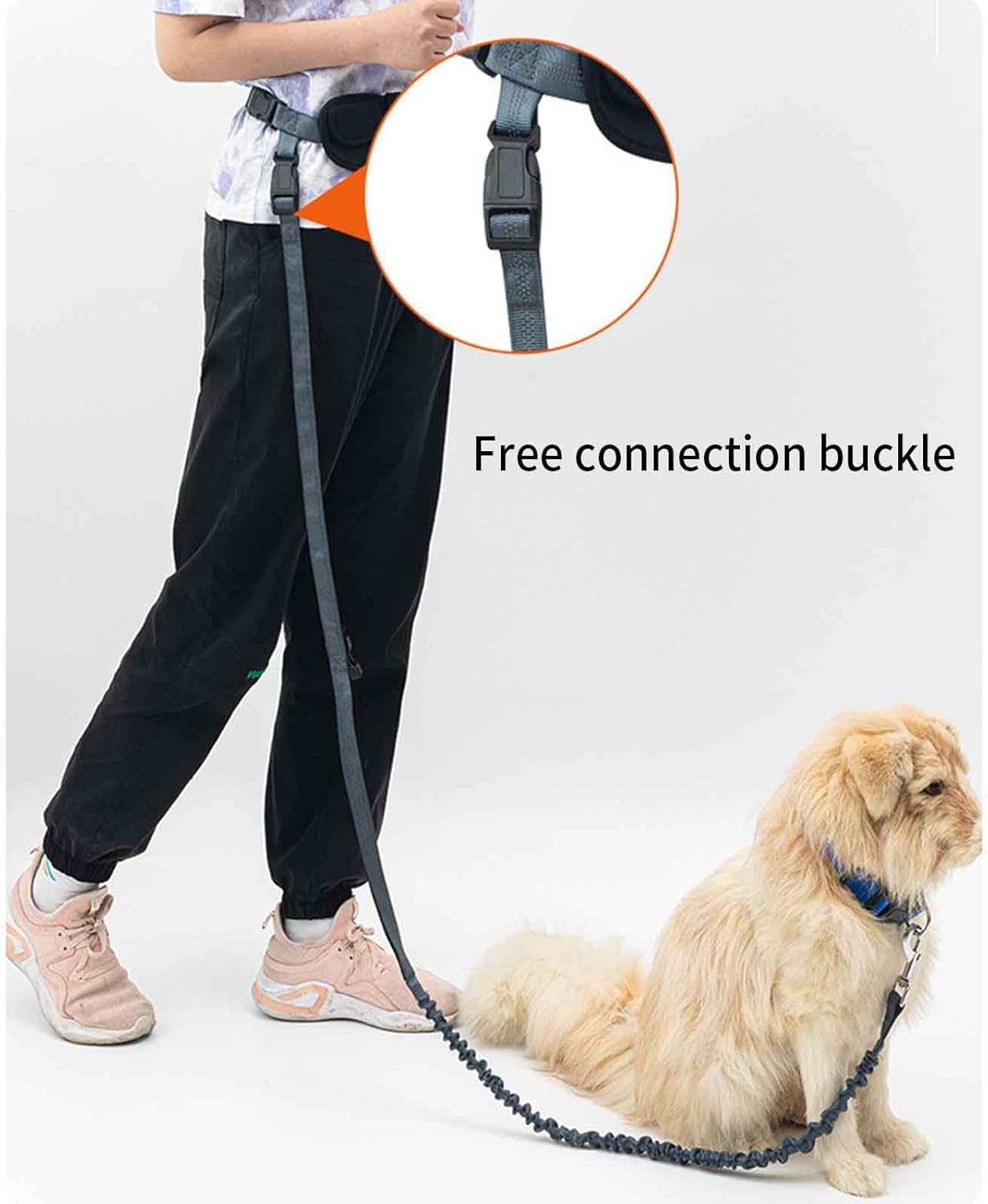 Rope Dog Lead Dog Leads for Medium Dogs Dog Leash Retractable Long Belt 1.6M with Carabiner Small Dogs Buckle Drawstring Hook Loop Large Capacity Waterproof Storage Waist Bag (2.5X130Cm,Blue) - Black image number 4