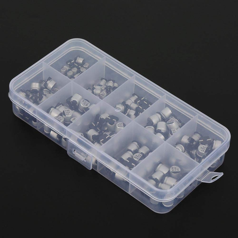 Fasient 200PCS 10 Values SMD round Surface Mount Capacitor Set 1Uf~470Uf 10-50V Integrated Circuits Application image number 3