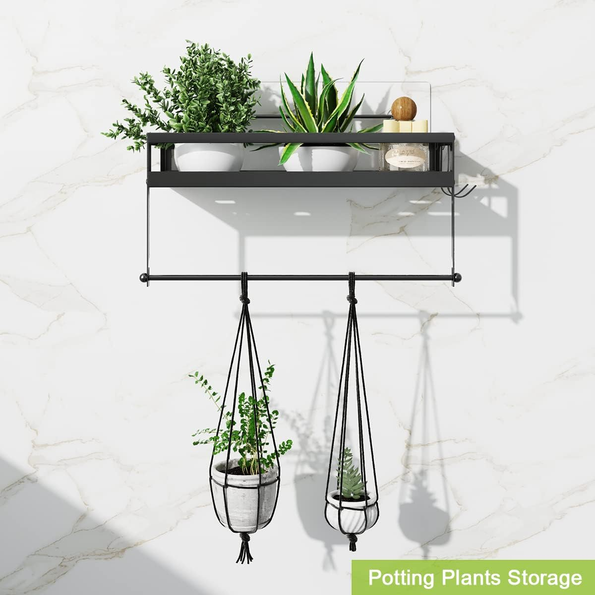 ESOW Paper Towel Holder with Shelf Storage, 2-In-1 Wall Mounted Paper Towel Roll Rack Basket for Kitchen, Balcony & Bathroom, Self-Adhesive or Drilling Installation, SUS304 Matte Black Finish image number 1