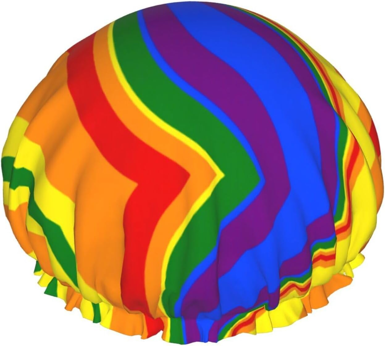 Lgbtq Pride Mouth Rainbow Gay Shower Cap for Women Adjustable Double Waterproof Layers Bathing Bath Cap Hair Protection Reusable Ladies Spa Salon Shower Hat image number 6