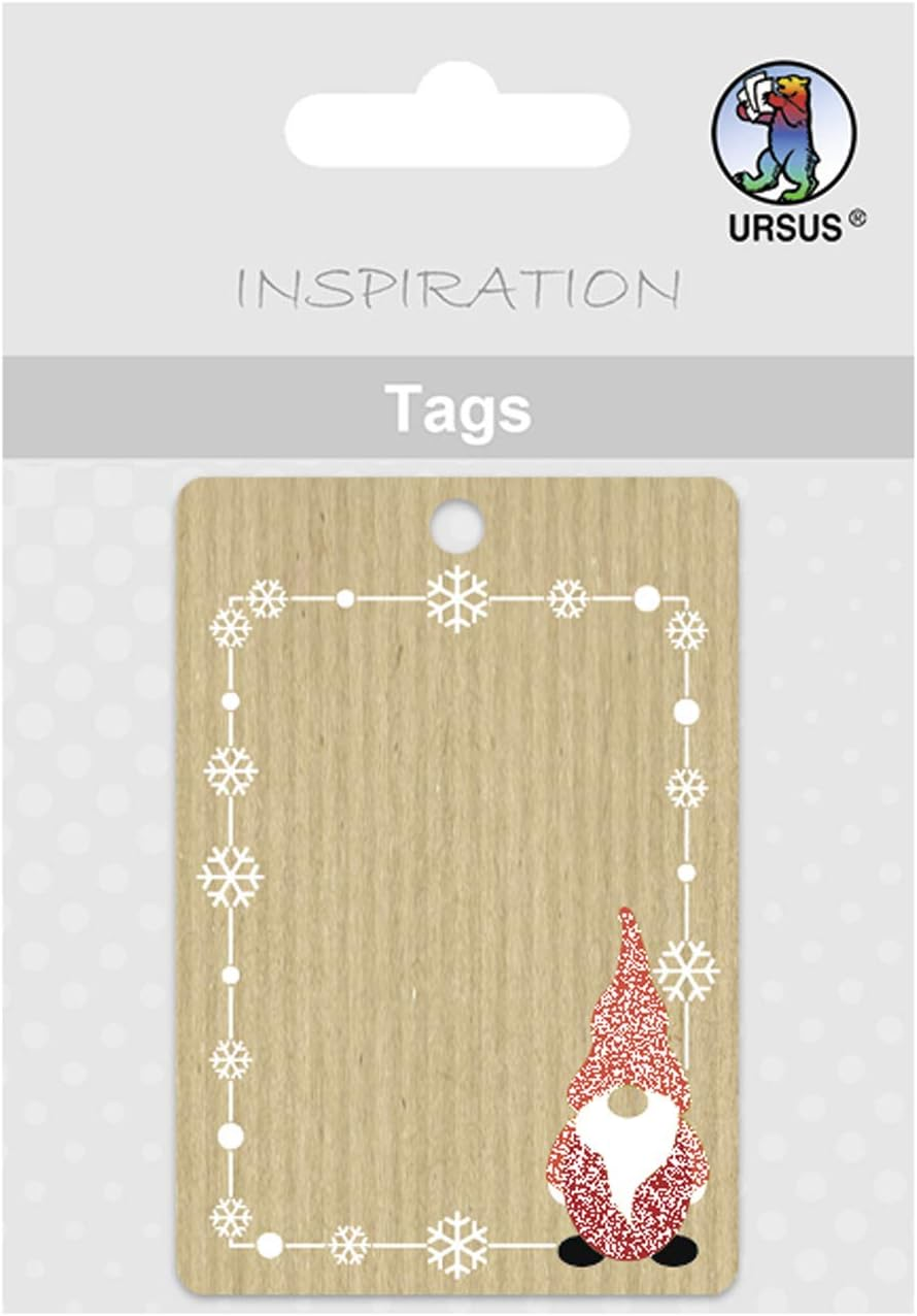 Ursus 56710015 Candy Cane Gift Tags Pack of 8 Approx. 3.45 X 7.5 Cm Printed on Both Sides Partially Finished with Glitter Front Ideal for Decorating Gifts image number 5