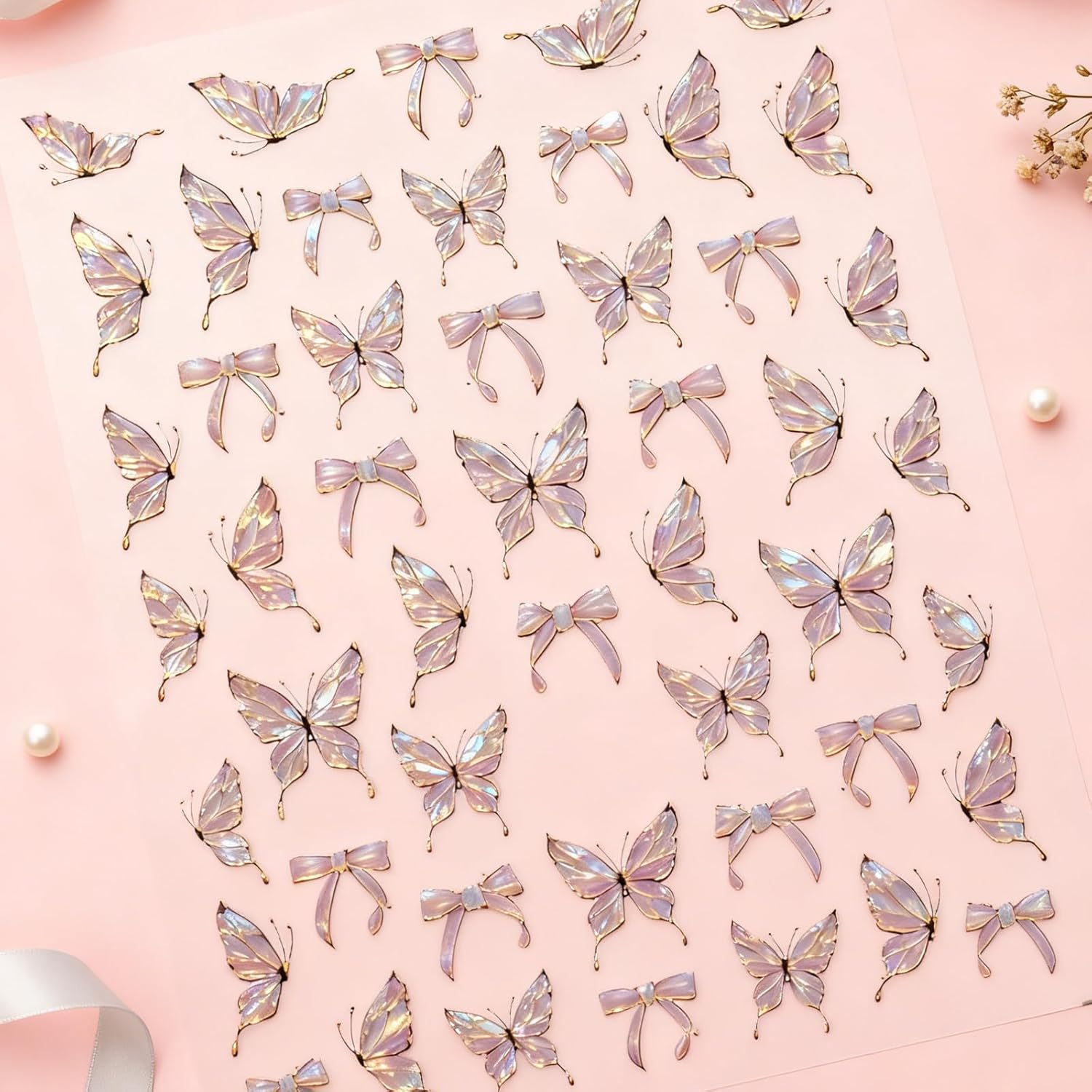 Jeyzuroa Nail Stickers for Nail Art, 5D Embossed Angel Nail Stickers Decals, Jelly Butterfly Manicure Accessories for Women Girls DIY Nail Art Decorations Supplies image number 5