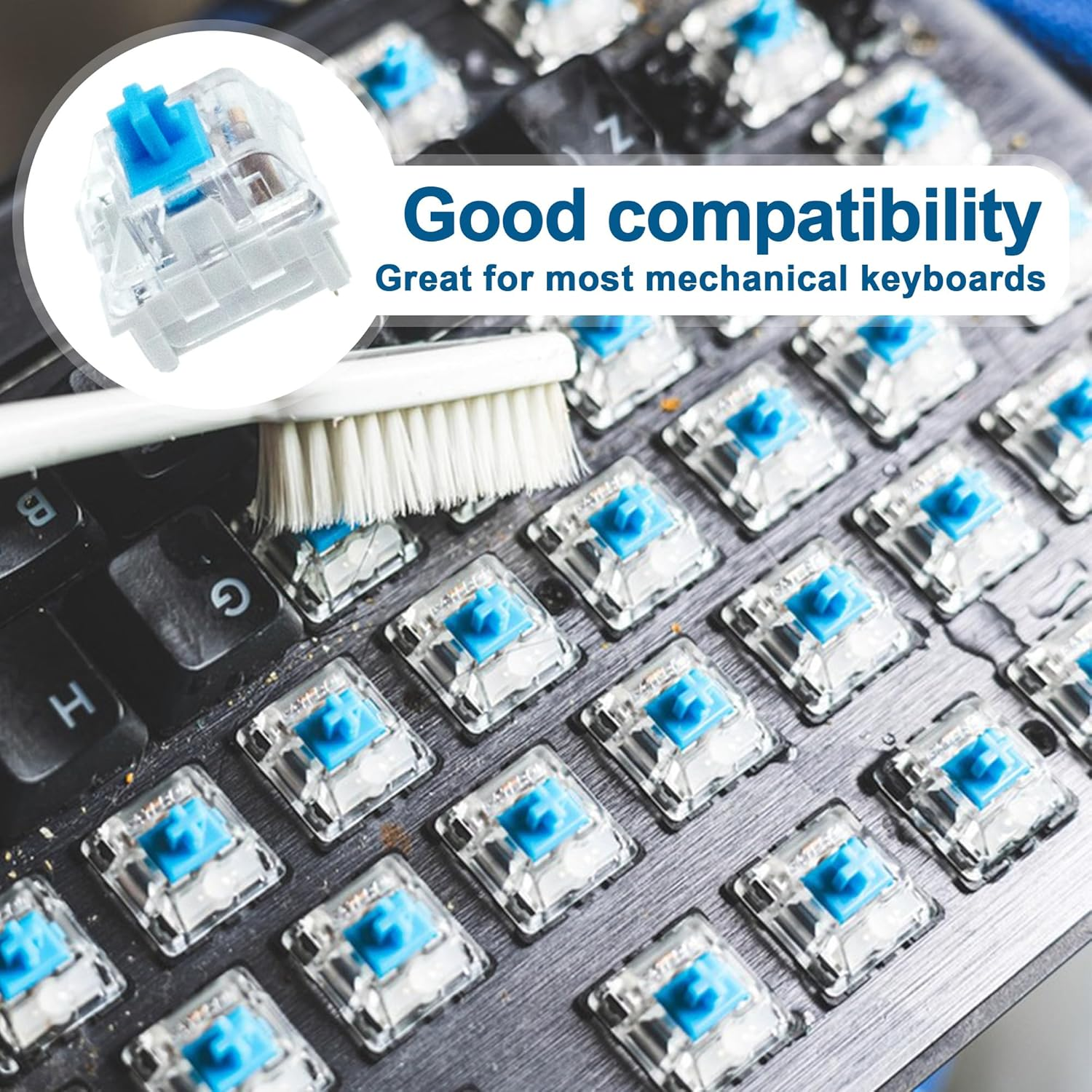 Blingkingdom 10 PCS Blue Switch Replacement 3 PIN Blue Mechanical Keyboard Switches Clicky Accurate Typing, Dustproof Keyboard Switch for LED Keyboard, Mechanical Gaming Keyboard image number 1