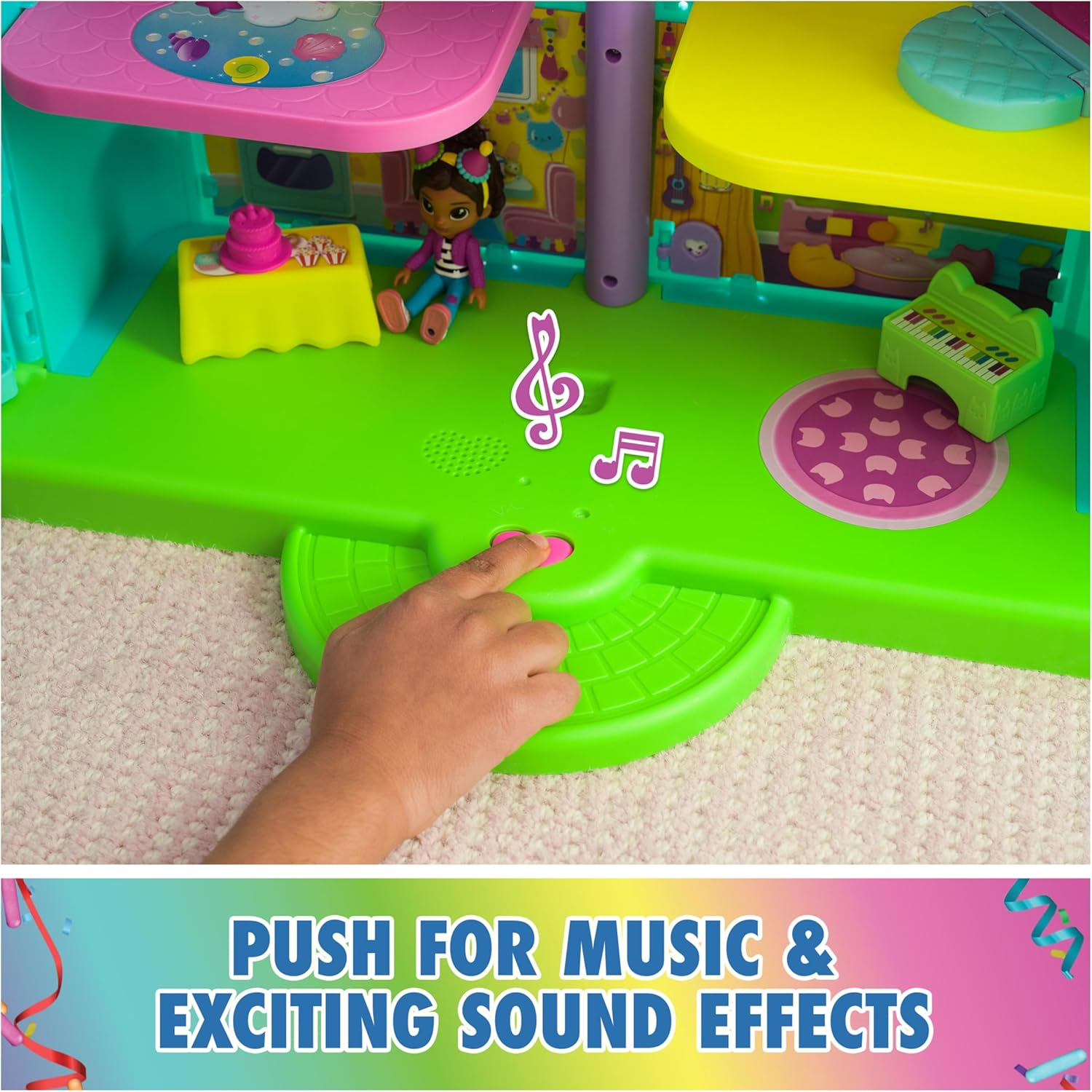 Gabby&rsquo;S Dollhouse, 14-Piece Rainbow-Themed, Celebration Doll&rsquo;S House, Toy Figures, Doll&rsquo;S House Furniture and 10 Sounds, Kids&rsquo; Toys for Girls and Boys Aged 3+