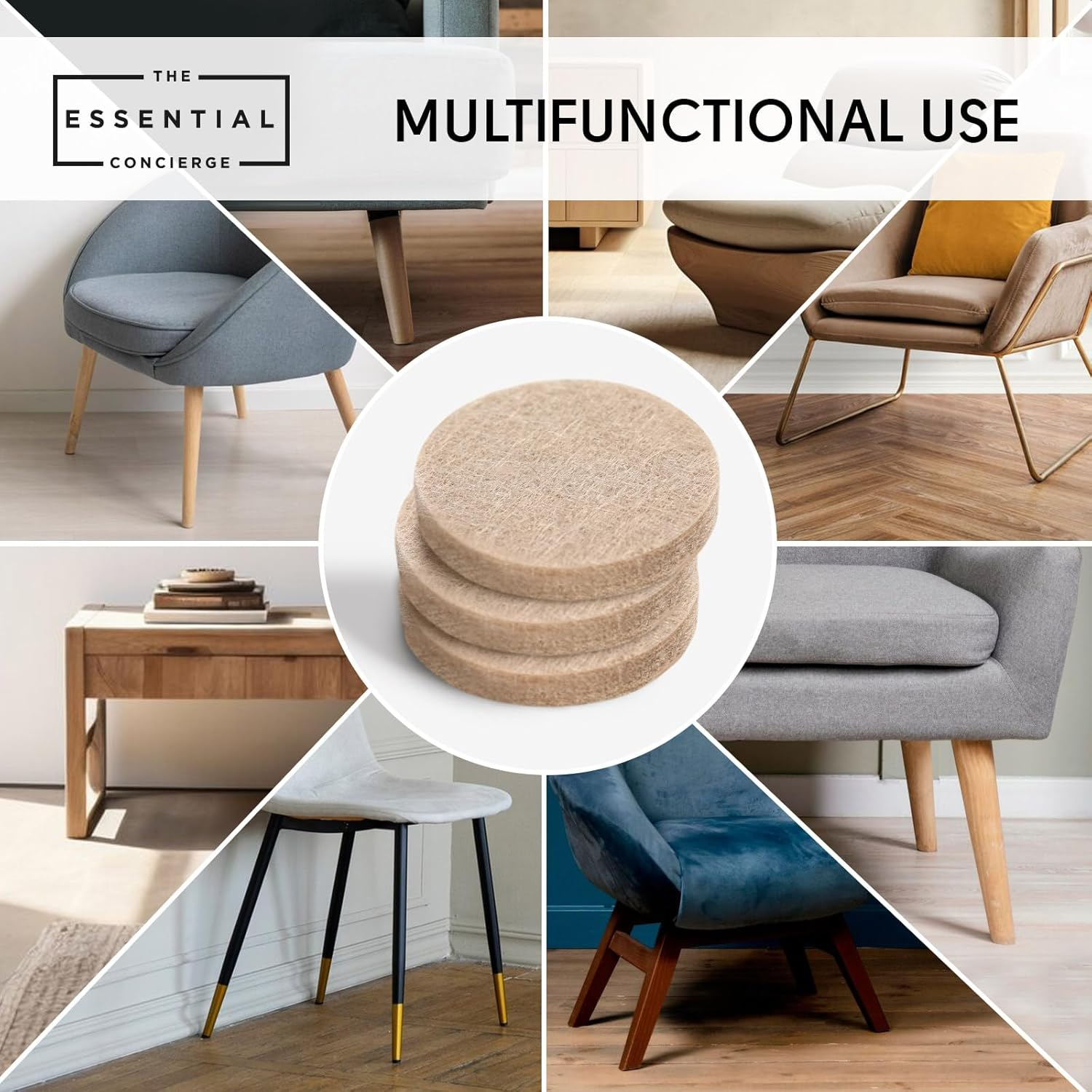 Felt Furniture Pads, 25 Mm round Floor Protectors for Furniture Legs, 48 Set of Felt Chair Leg Floor Protectors, Self Adhesive Felt Pads for Furniture Feet, Furniture Felt Pads for Hardwood Floors image number 6