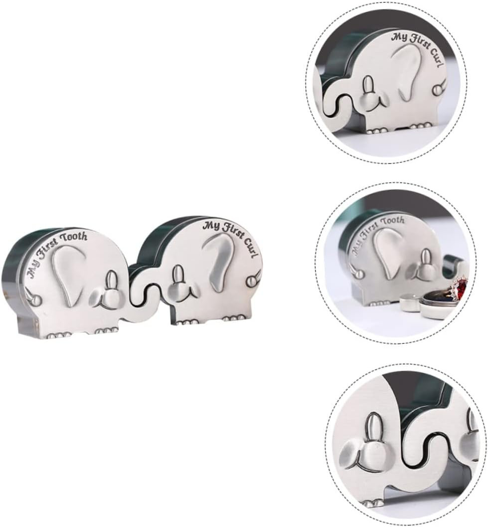 Fetal Hair Collection Box Elephant Shape First Tooth Keepsake Box for Newborn Shower image number 4