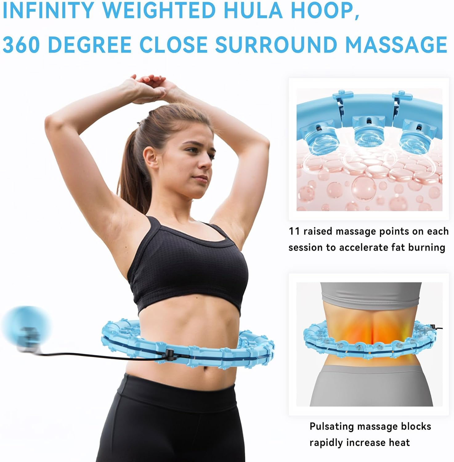Infinity Weighted Hoop with 32 Links(62 Inch),Weighted Hula Hoop for Adults Weight Loss, Infinity Fitness Hoop plus Size, for Women Smart Exercise Equipment image number 2