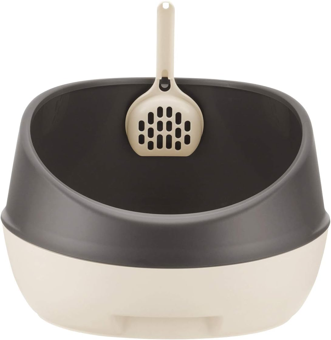 Richell Cat Litter Box, Lapre Cat Litter Box, Half Cover, Dark Gray image number 4