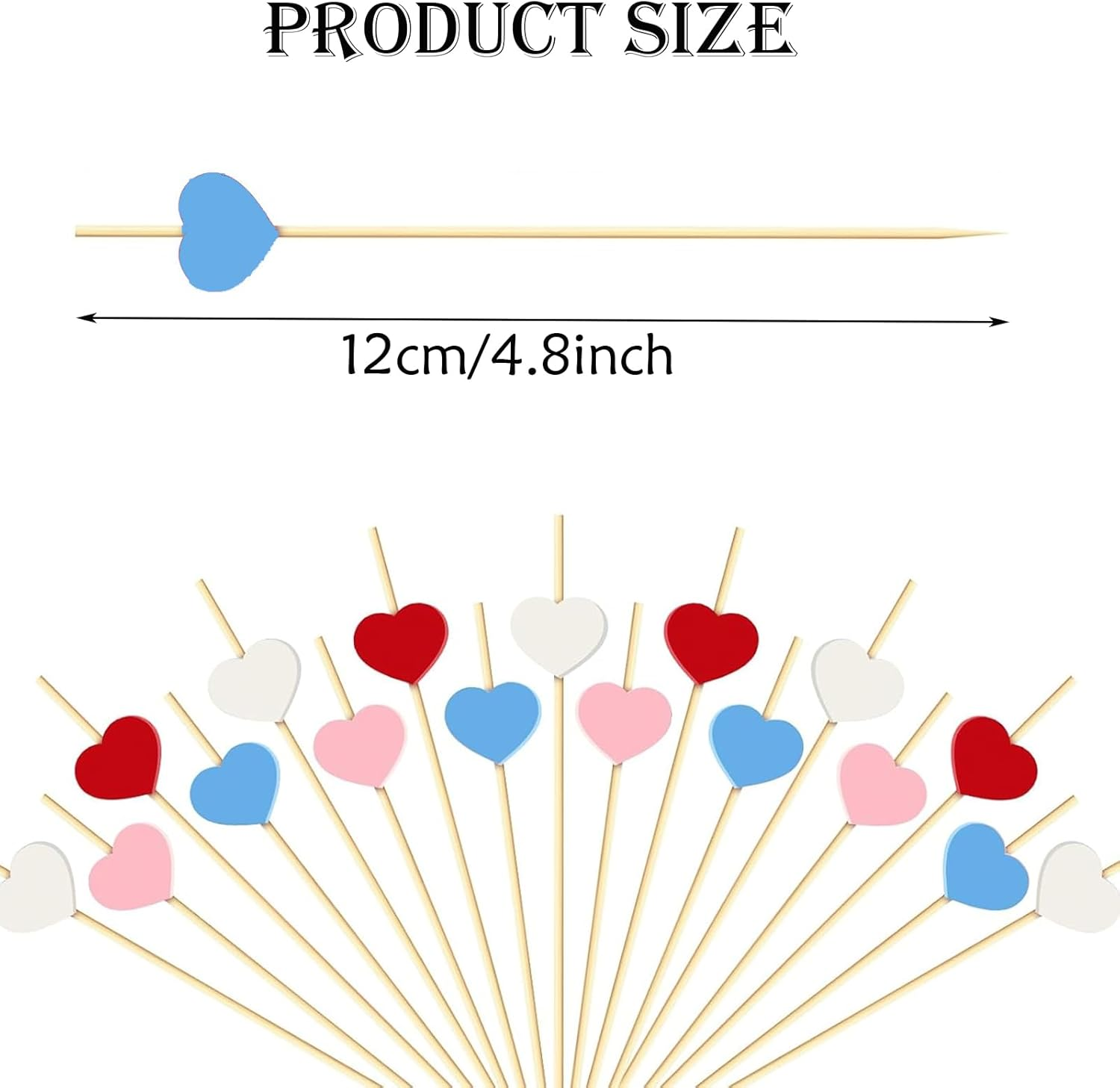 100PCS Colorful Heart-Shaped Fruit Sticks,4.7-Inch Cocktail Dessert Sandwich Skewers, Party Appetizer Drink Supply,Wedding Skewers,Valentine'S Day,Dessert,Deli,Party Snack Decoration（Chroma） image number 5
