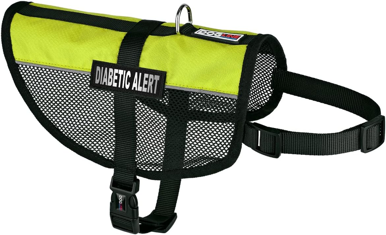 Dogline Maxaire Mesh Vest for Dogs and 2 Removable Diabetic Alert Patches, 30"-38", Blue