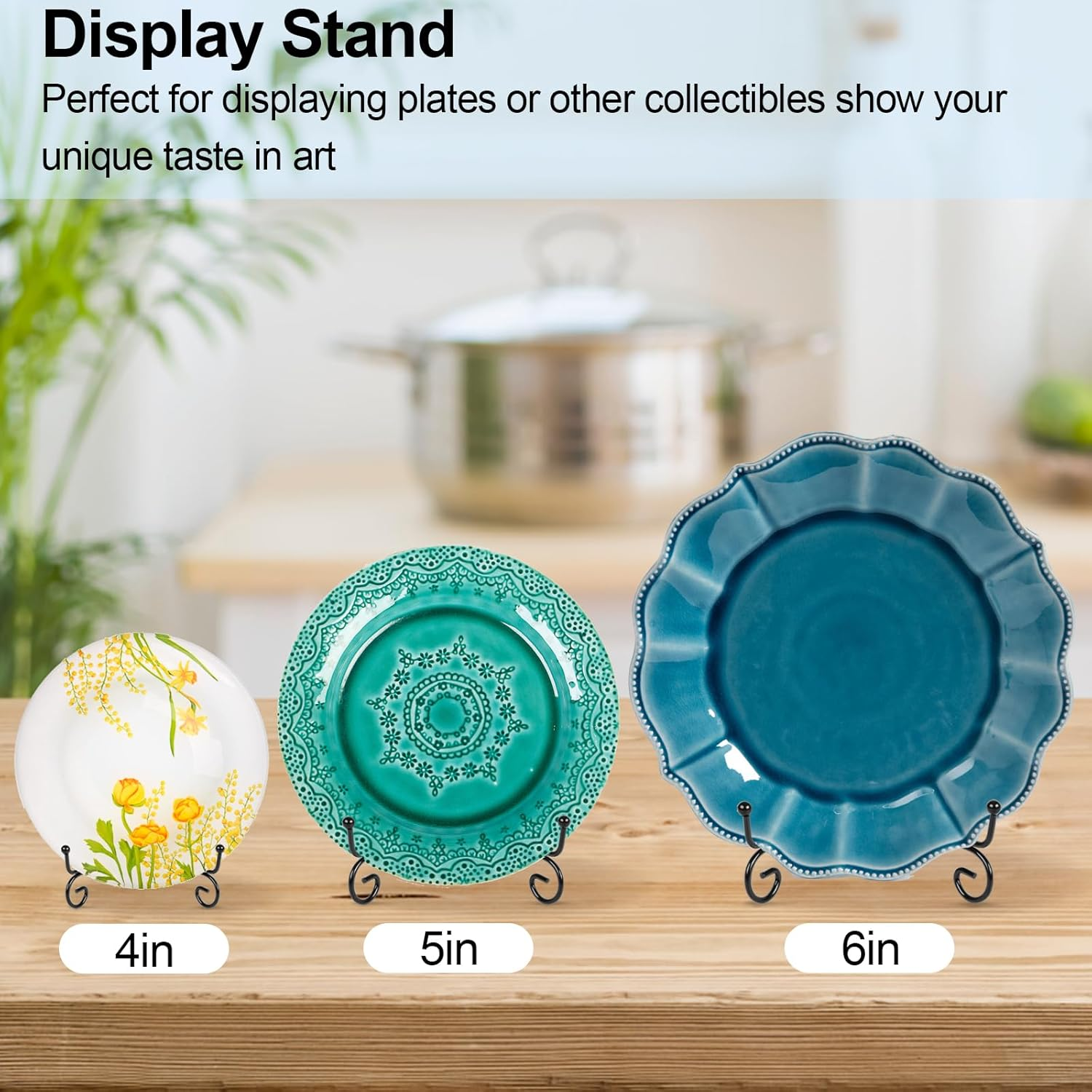 Vivinin 6 Pack Metal Plate and Picture Frame Stands - 5 Inch Display Holder for Art, Photos, Books and Platter