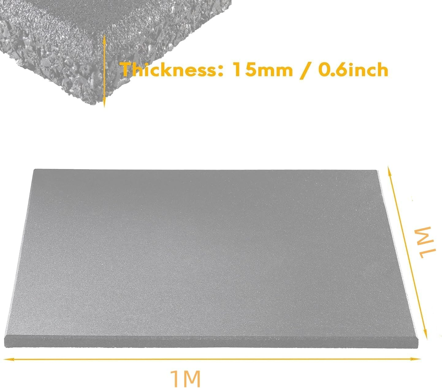 Gym Mat Flooring - Heavy Duty Rubber Mat for Gym Exercise - Premium Slip-Resistant, Shock Absorbent, Solid Rubber Matting for Gymnastic, Sports & Fitness - 1M X 1M with 15MM Thickness image number 4