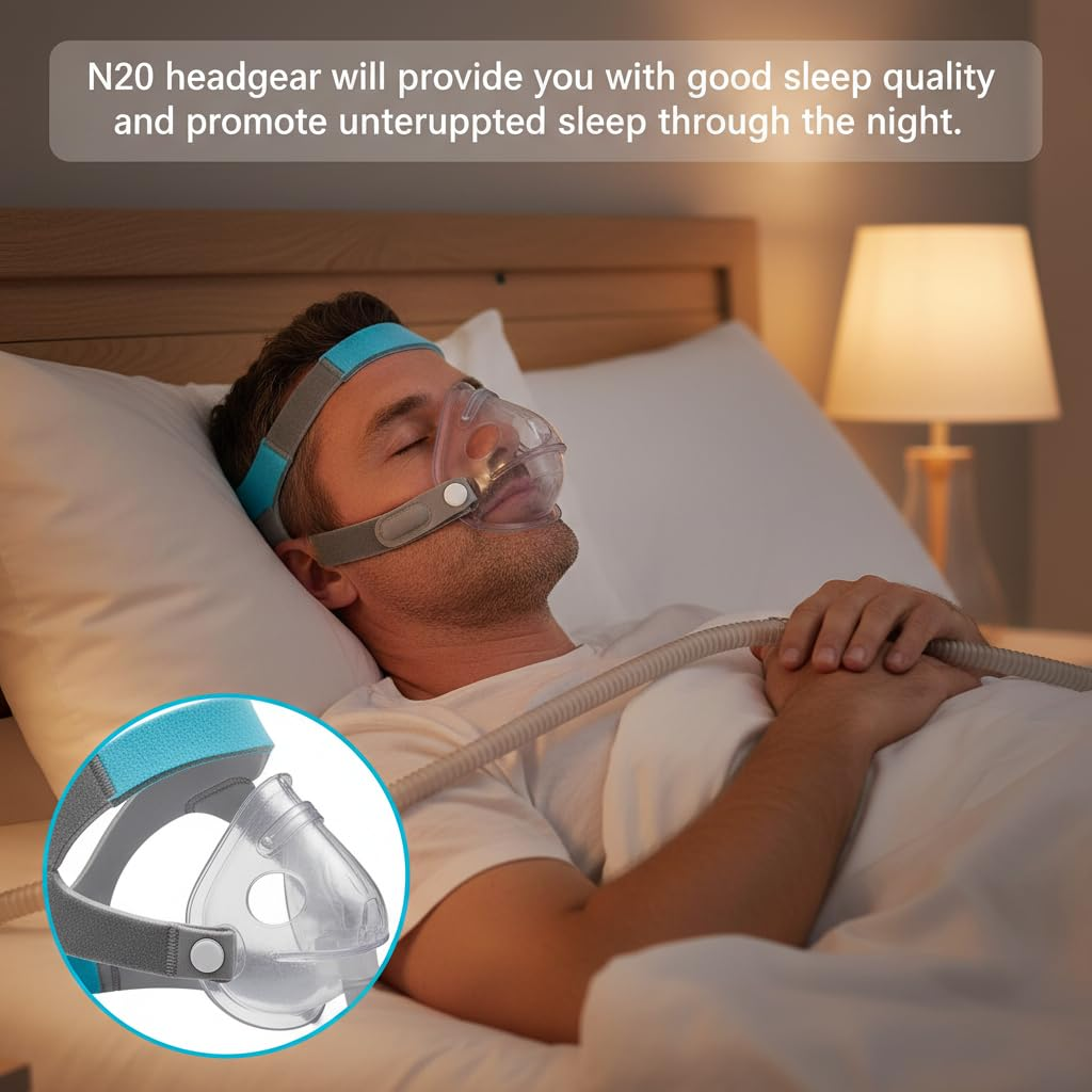 N20 Headgear Replacement Compatible with Resmed Airfit/Airtouch N20 Nasal Mask Headgear, Comfortable N20 Head Strap with 1 Pair Magnetic Clips - Large