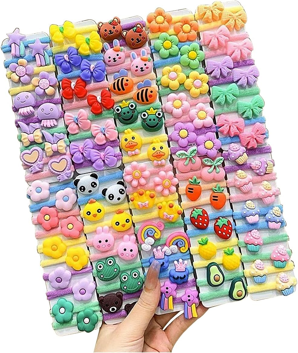 CENPEK 100 Girls Headband, Soft Seamless Bow Flower Panda Carrot Shape, Elastic Headband Ponytail Holder, Suitable for Girls Hair without Damage Accessories image number 4