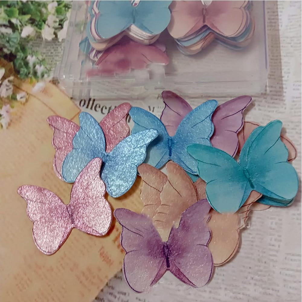 48 PCS Edible Butterflies Cupcake Cake Decorations Wafer/Rice Paper Cupcake Cake Toppers for Family Cupcake Wedding Cake Birthday Party Food Decoration image number 4