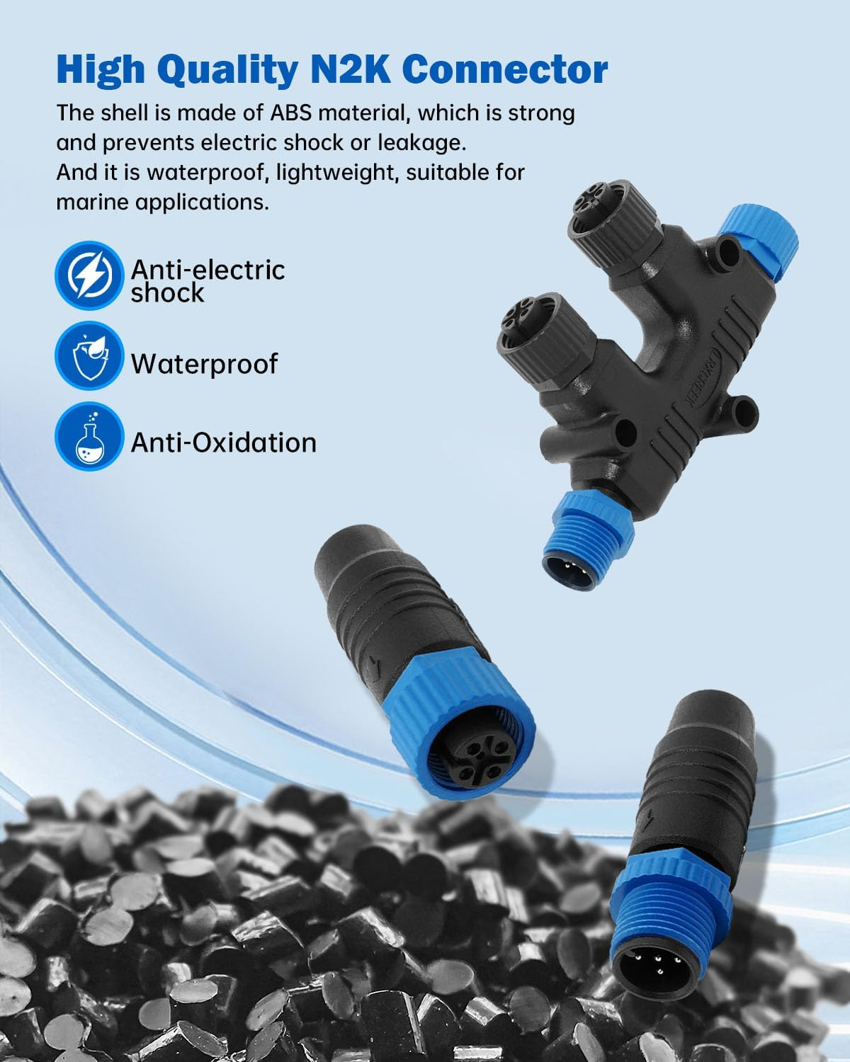 NMEA 2000 Starter Kit Marine NMEA 2K Network Accessories for GPS, Automotive, Boat, Marine Grade NMEA 2000 Backbone Cables Drop Cables Tees Terminators (Dual Device) image number 4